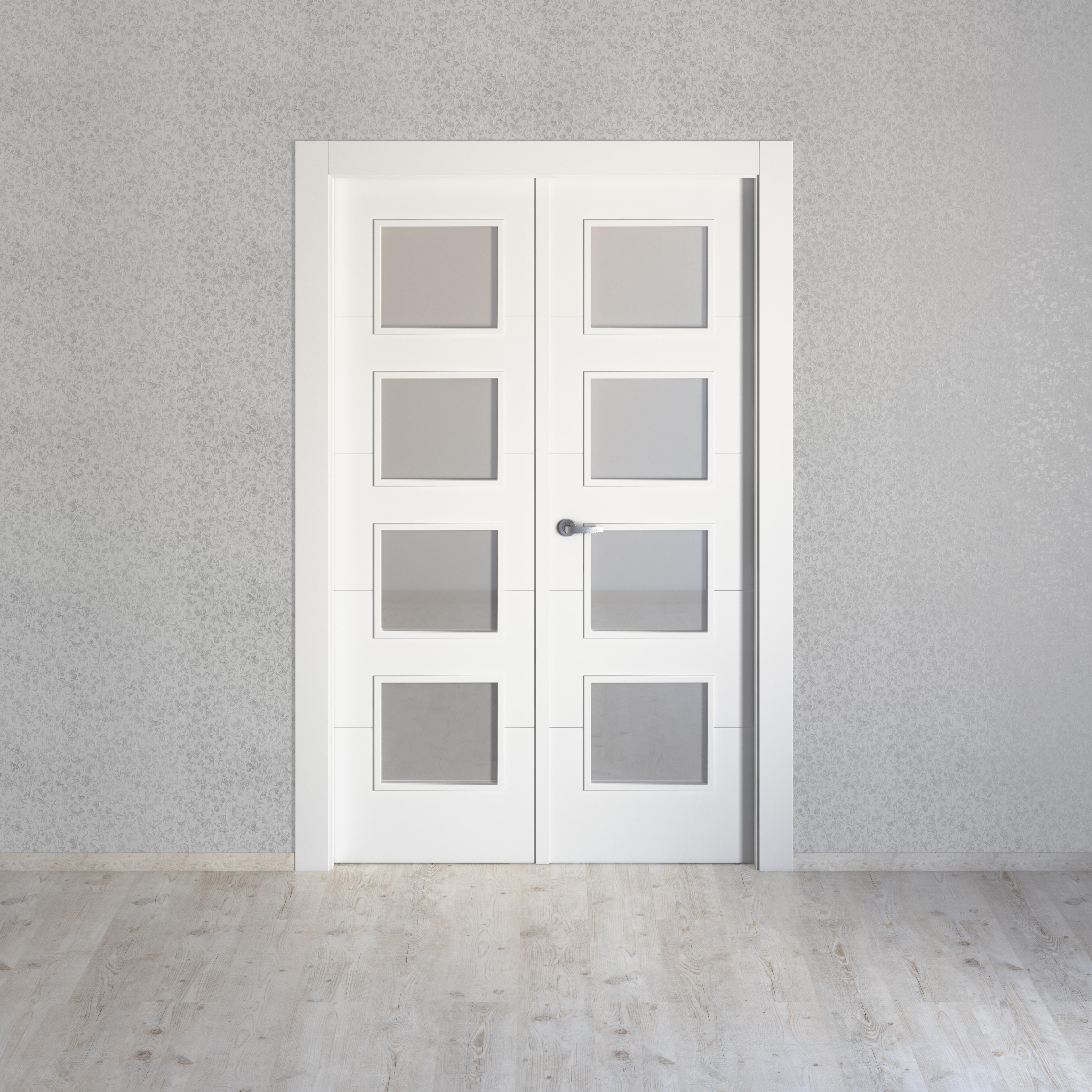 Puerta de interior abatible doble vidriera con cristal incluido maciza acabado lacado Line Plus Lucerna Blanco apertura derecha cerco de 9x3 anchura 125 cm - 6