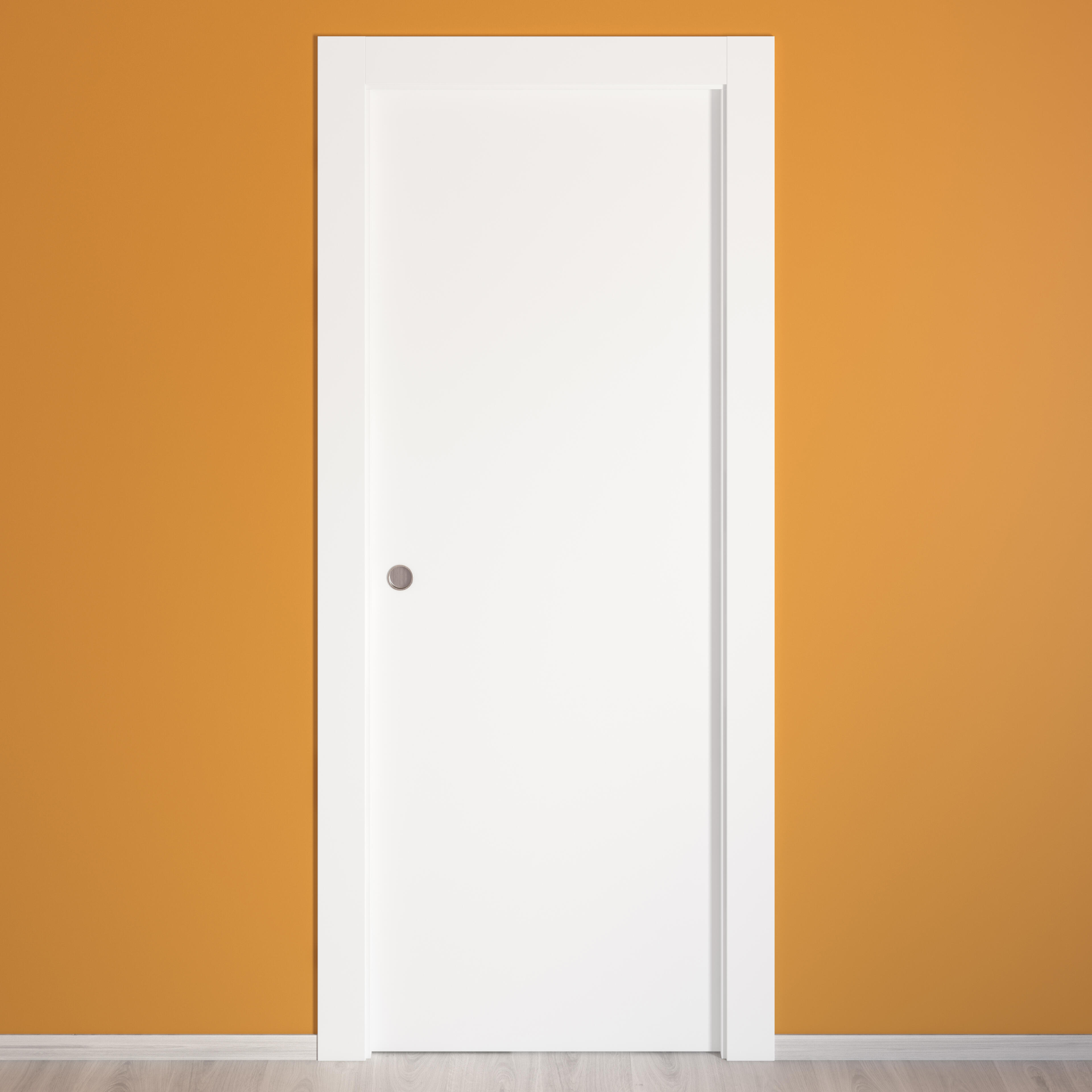 Puerta de interior corredera ciega hueca lacada Aero Lyon blanco anchura 82,5cm - 3