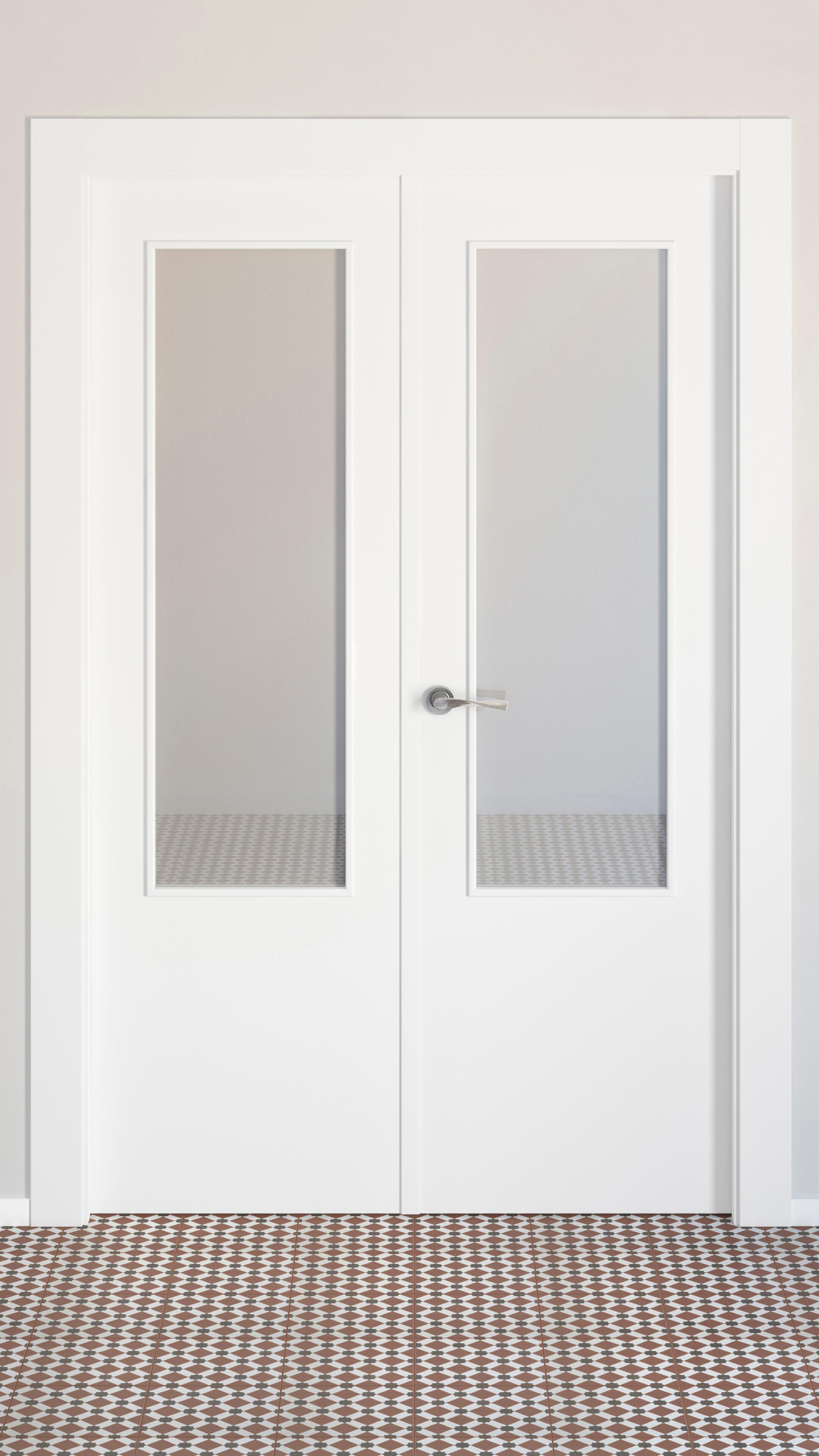 Puerta de interior abatible doble vidriera con cristal incluido hueca acabado lacado Aero Lyon Blanco apertura derecha cerco de 9x3 anchura 145 cm - 2