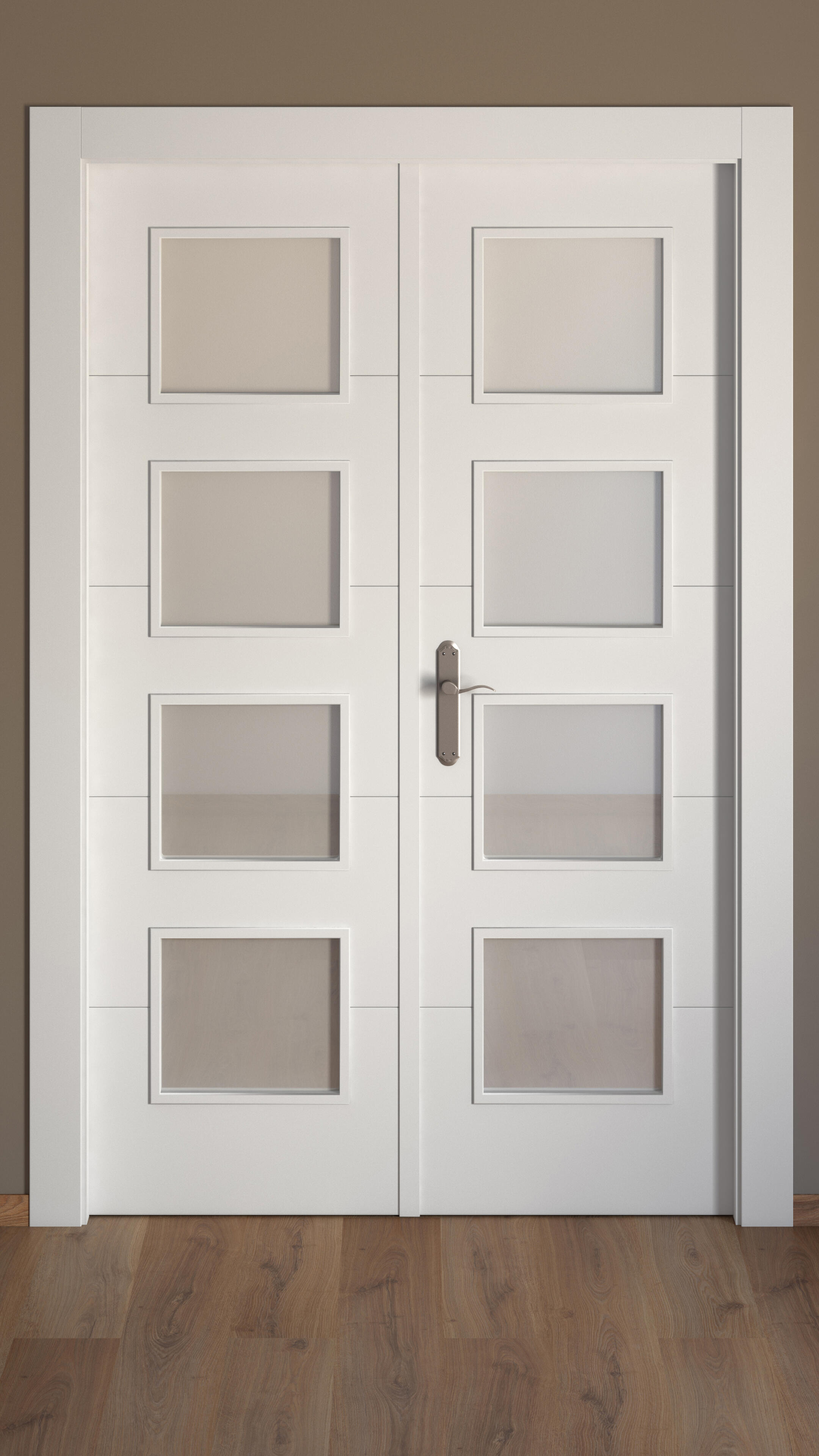 Puerta de interior abatible doble vidriera con cristal incluido maciza acabado lacado Line Lucerna Blanco apertura derecha cerco de 7x3 anchura 125 cm - 2