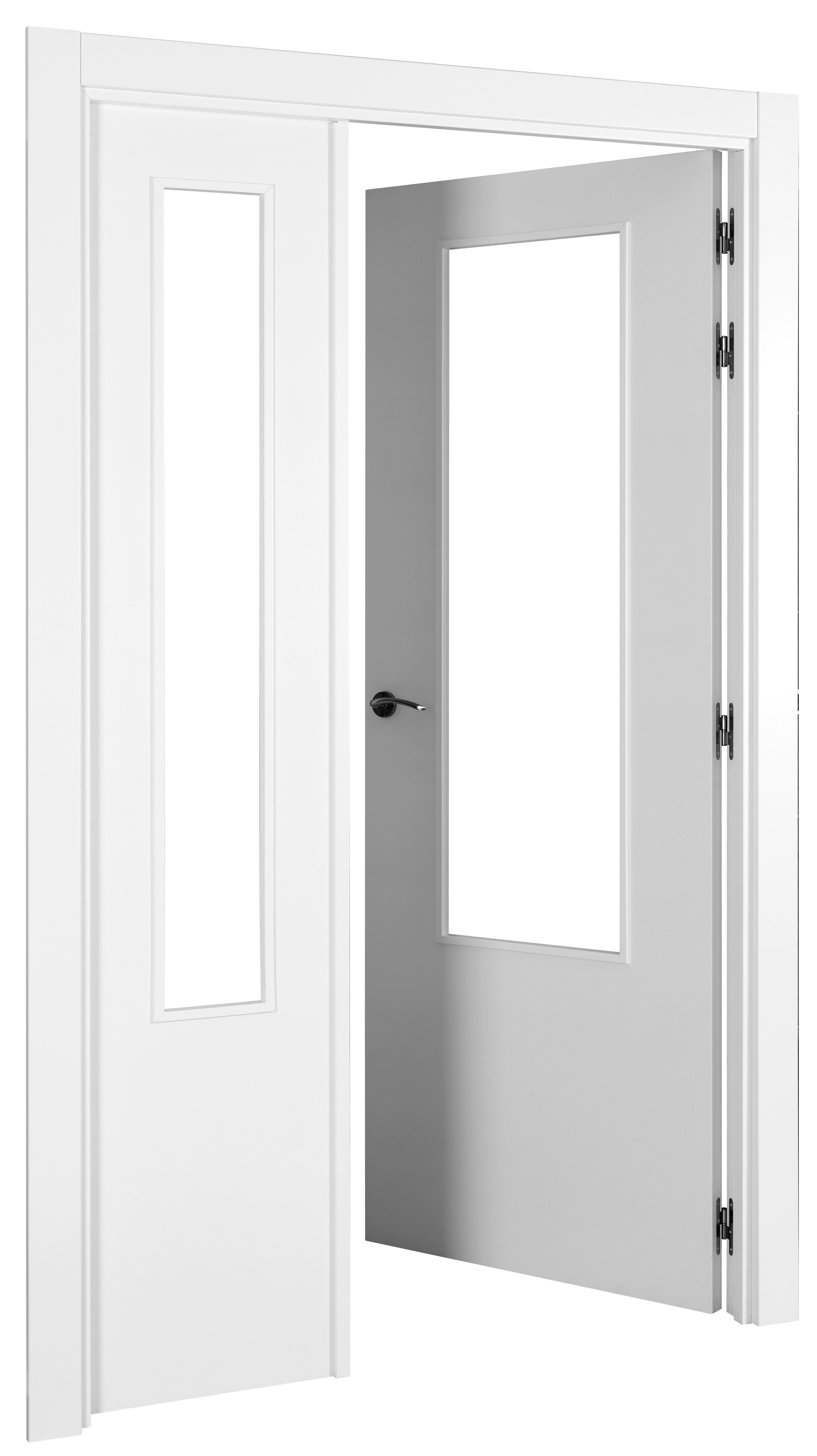 Puerta de interior abatible doble vidriera con fijo con cristal incluido hueca acabado lacado Aero Lyon Blanco apertura derecha cerco de 7x3 anchura 125 cm - 5