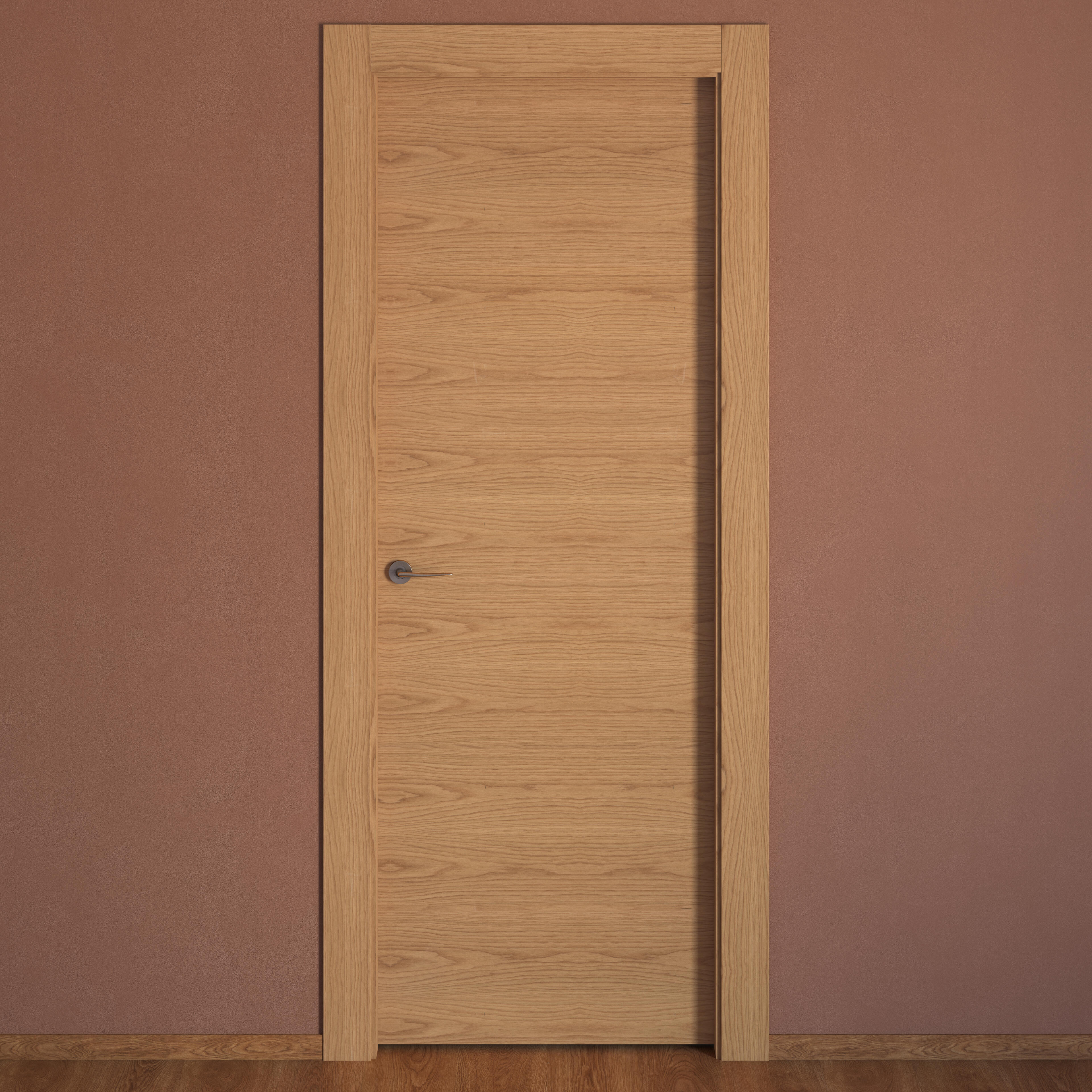 Puerta de interior abatible ciega maciza barnizada Line Plus Viena roble apertura derecha cerco de 9x3 anchura 82.5cm - 4