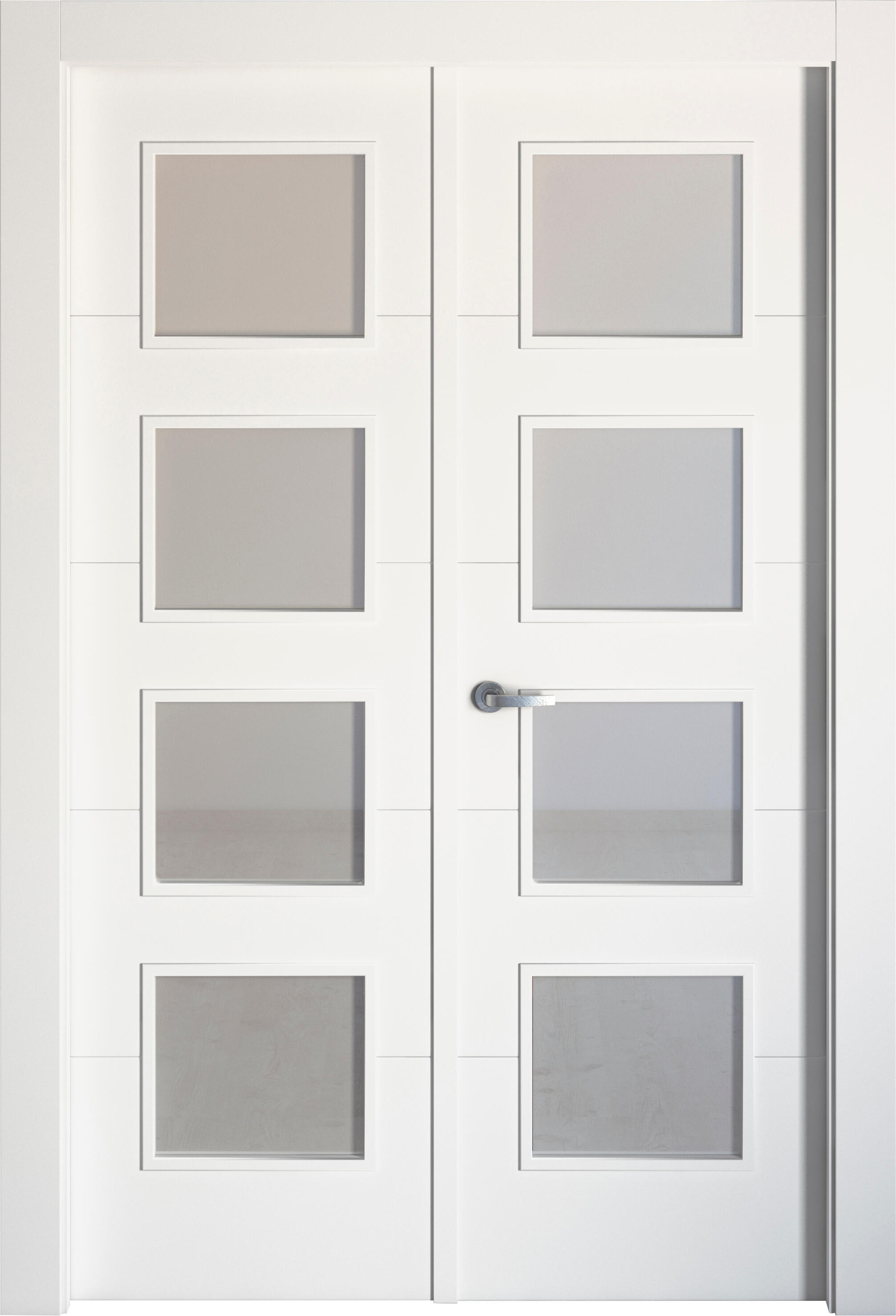 Puerta de interior abatible doble vidriera con cristal incluido maciza acabado lacado Line Plus Lucerna Blanco apertura derecha cerco de 9x3 anchura 125 cm - 4