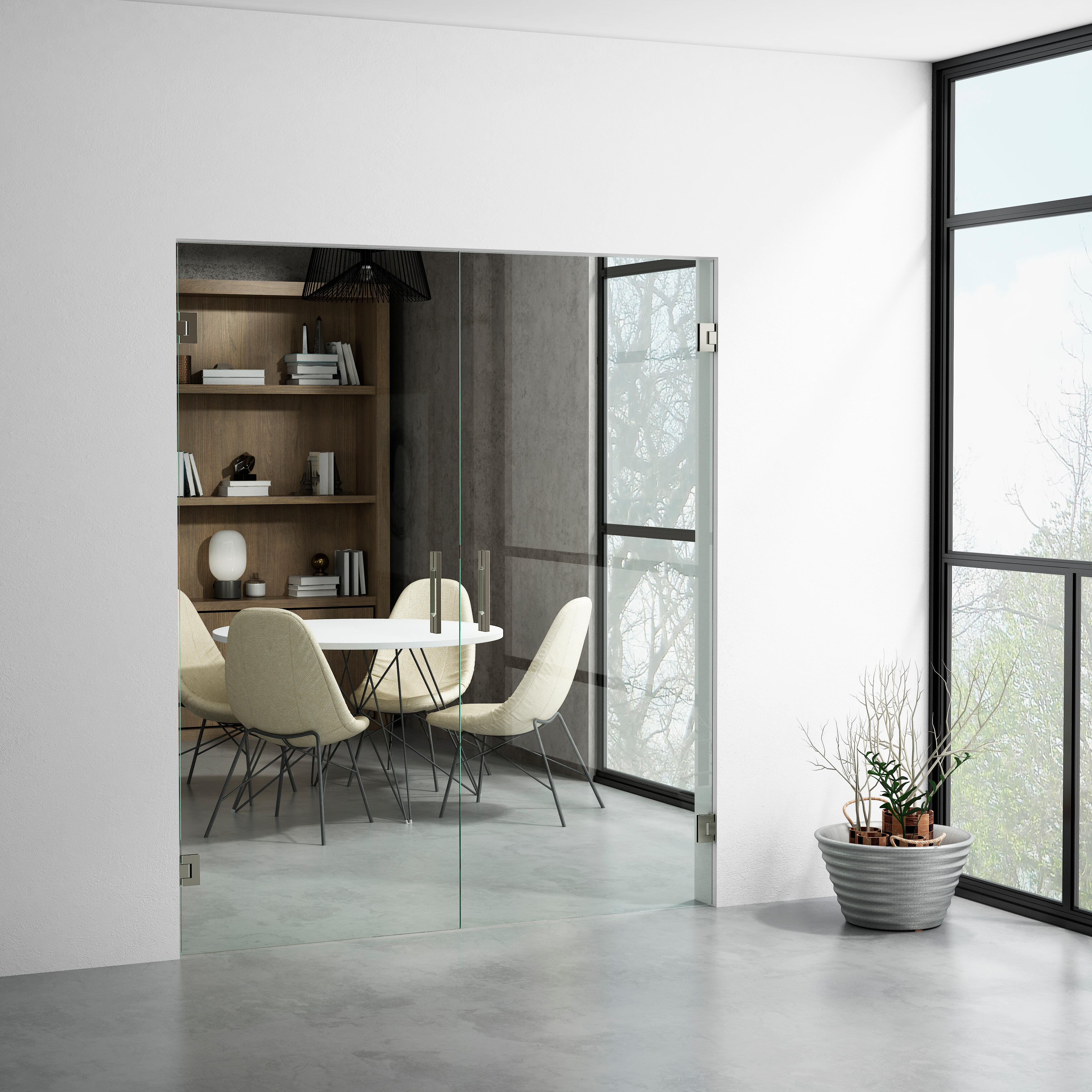 Puerta abatible cristal berlín 2 hojas transp y herraje inox hueco de 140x203 cm