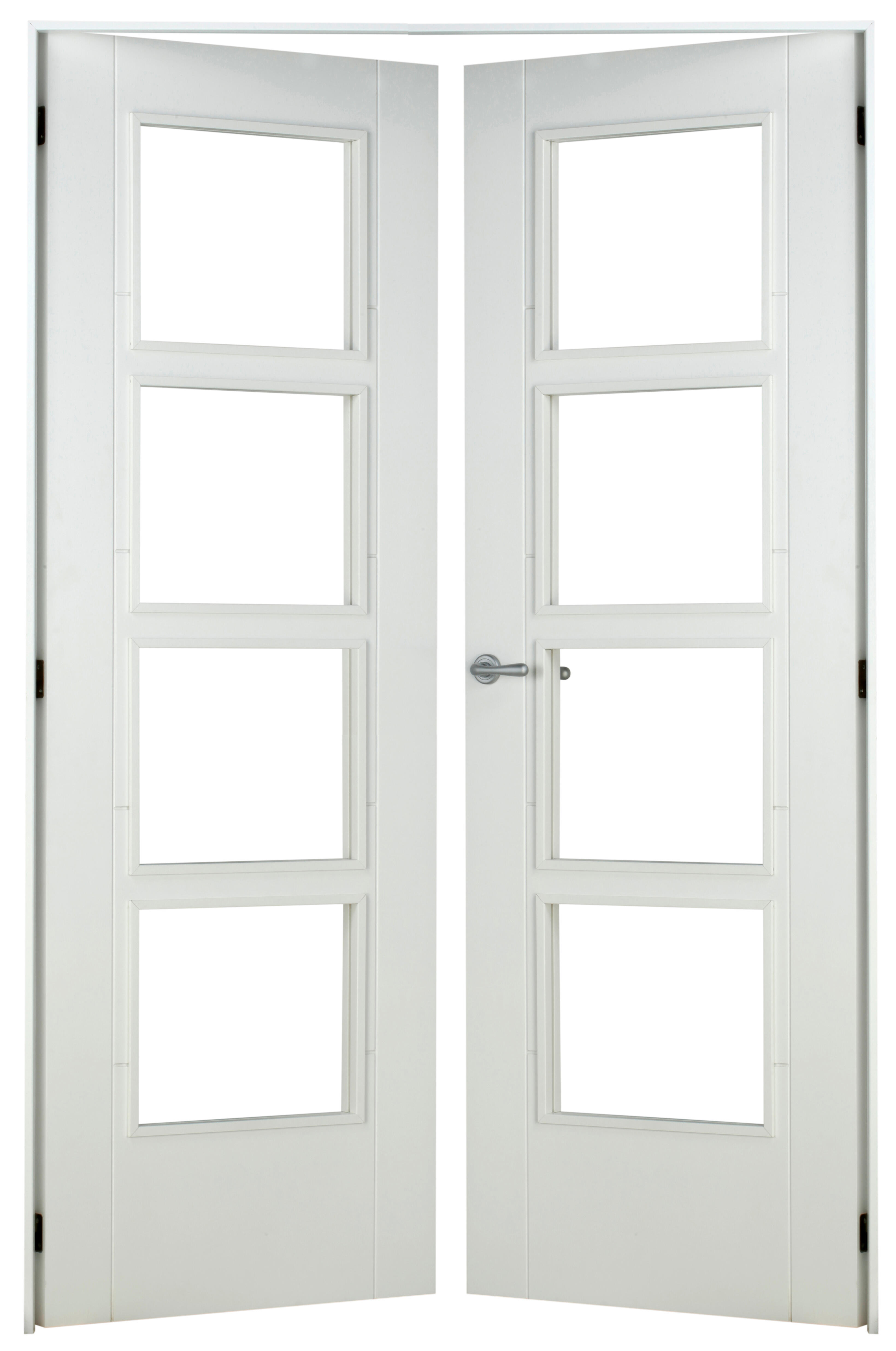 Puerta de interior abatible doble con cristal maciza lacada Line Noruega blanco apertura derecha cerco de 7x3 anchura 145cm - 2