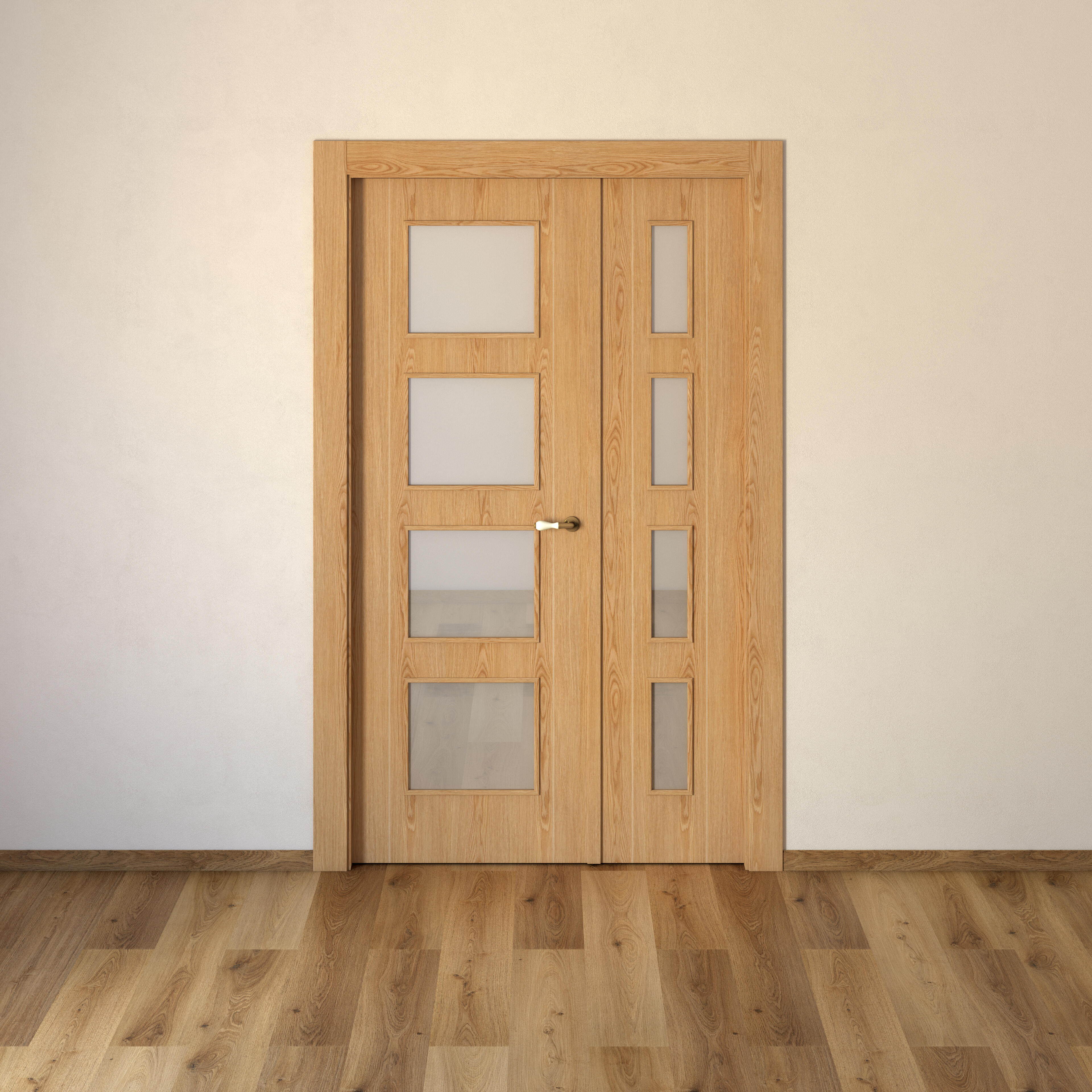 Puerta de interior abatible con fijo cristal maciza barnizada Line Plus Sidney roble apertura izquierda cerco de 6x2 anchura 115cm - 3