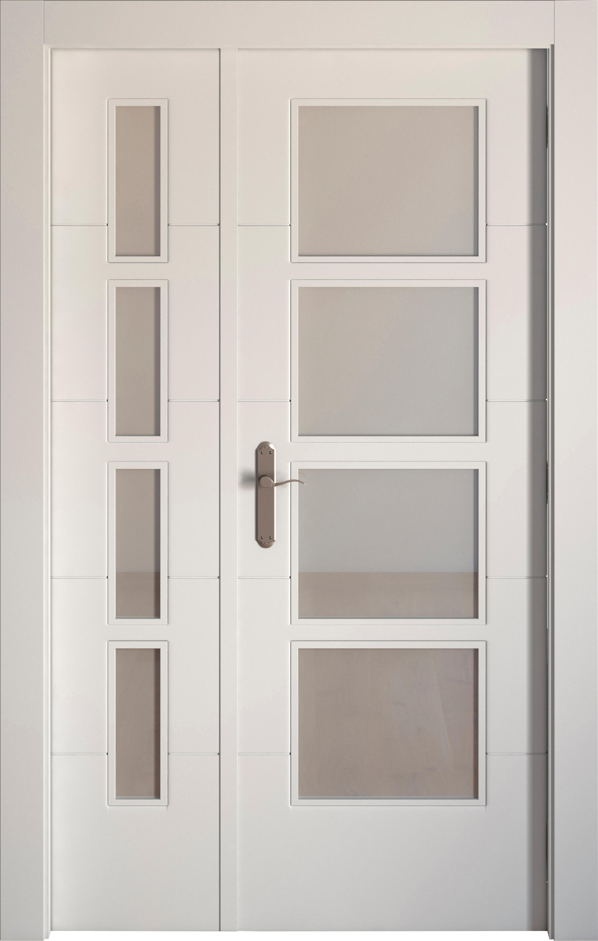 Puerta interior abatible lucerna blanco line apertura derecha con cristal 115cm