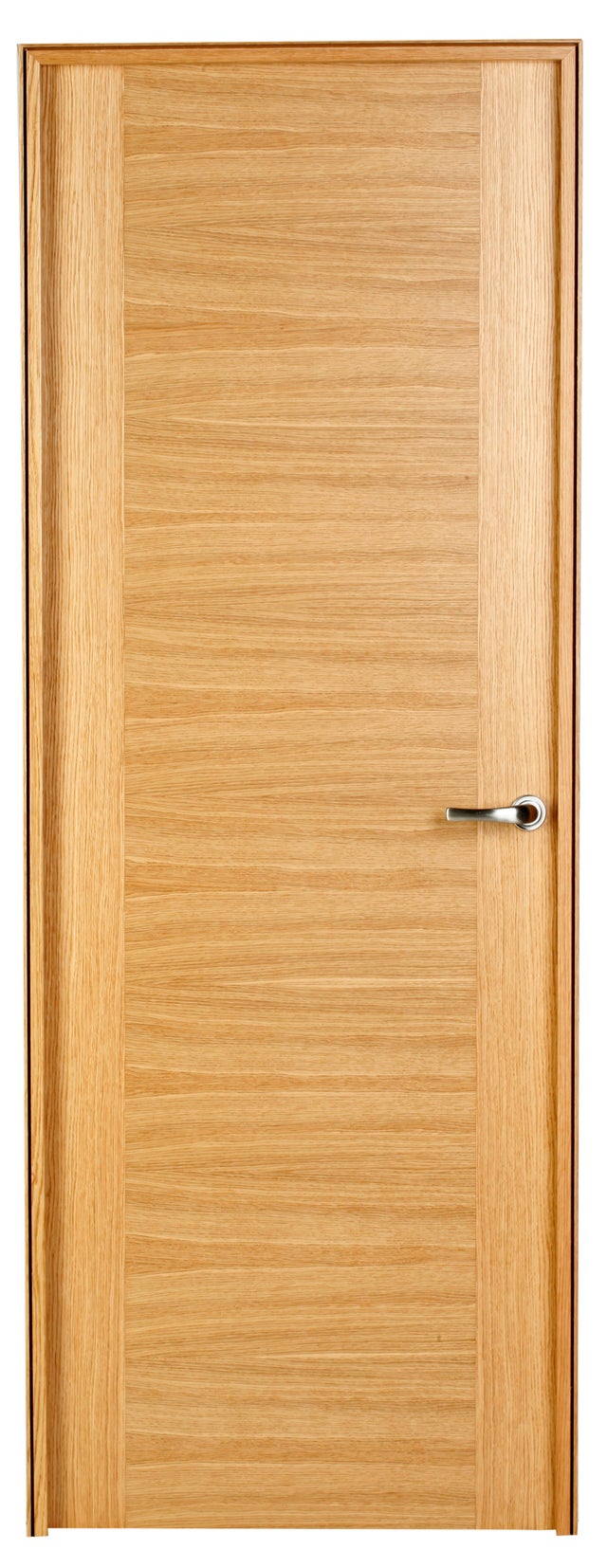 Puerta de interior abatible ciega maciza barnizada Line Plus Niza roble apertura izquierda cerco de 9x3 anchura 72.5cm
