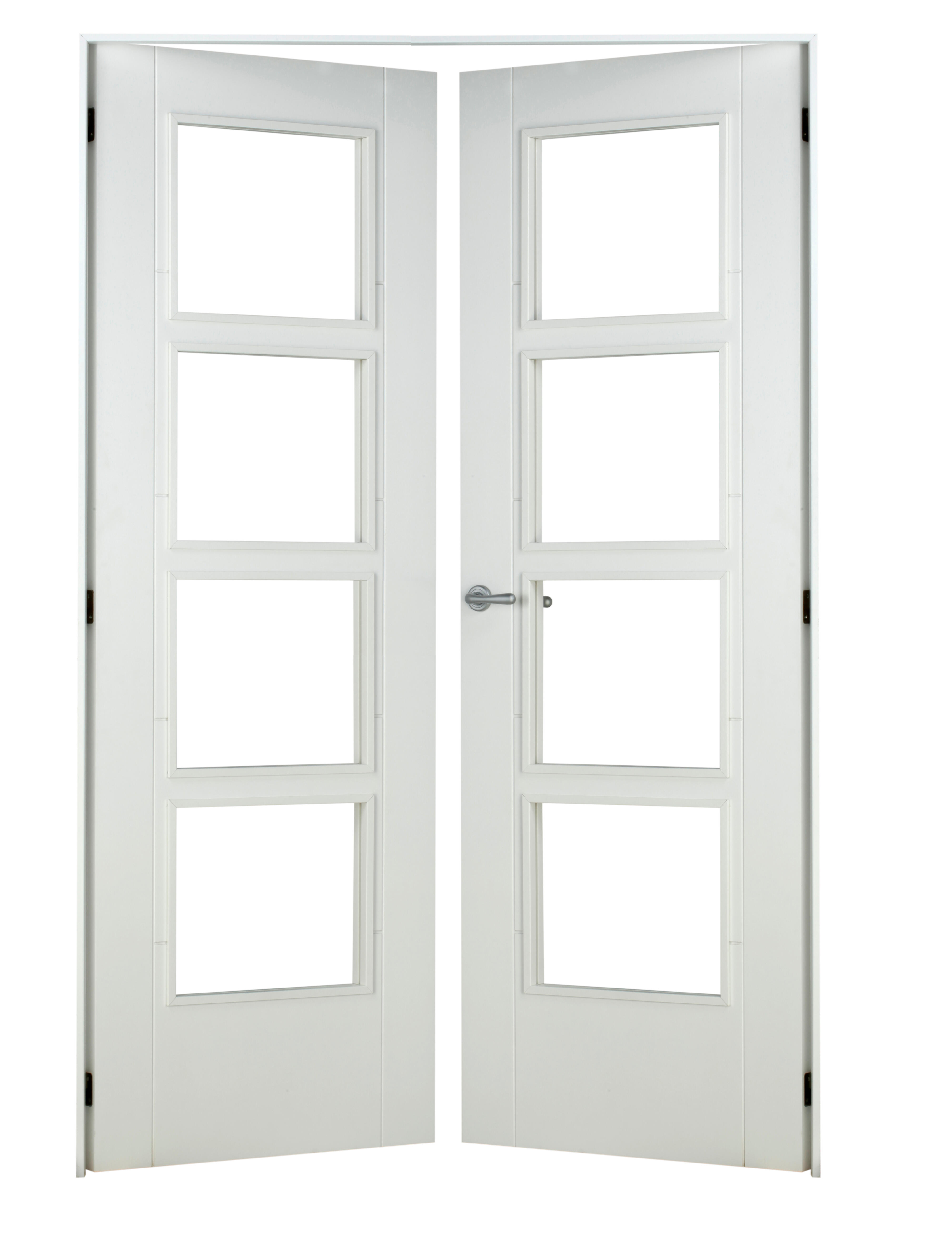 Puerta de interior abatible doble con cristal maciza lacada Line Noruega blanco apertura derecha cerco de 7x3 anchura 145cm - 10
