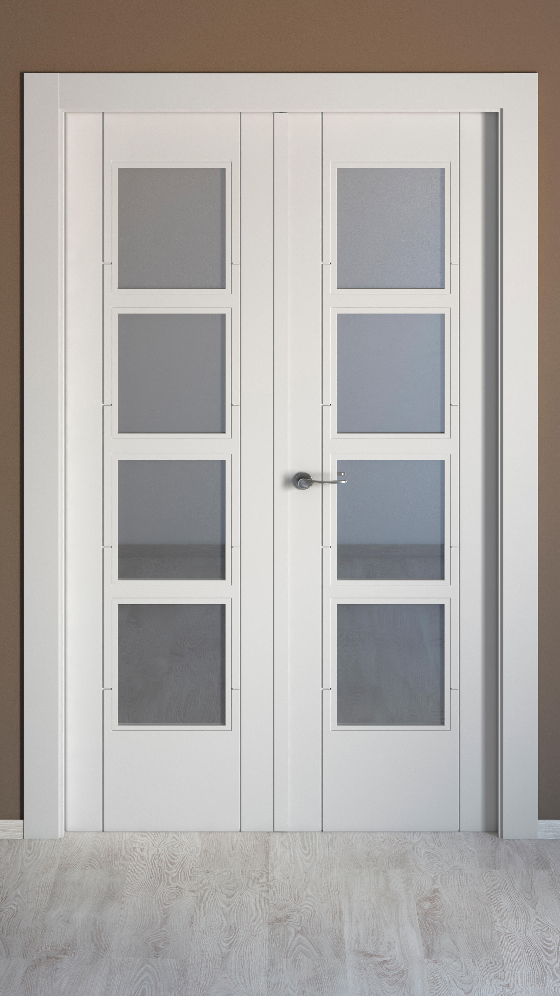 Puerta de interior abatible doble con cristal maciza lacada Line Noruega blanco apertura derecha cerco de 7x3 anchura 145cm - 3