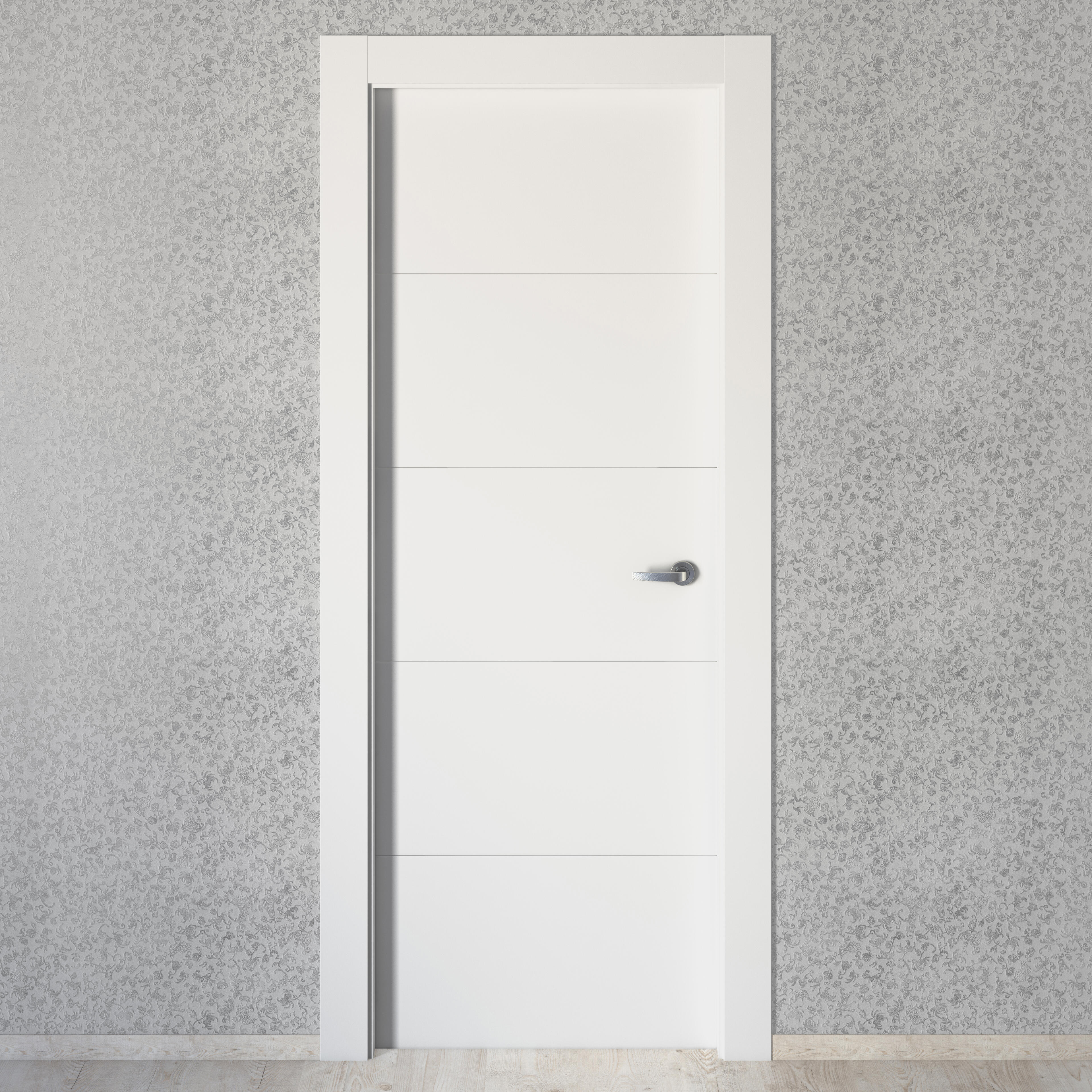 Puerta de interior abatible ciega maciza acabado lacado Line Plus Lucerna Blanco apertura izquierda cerco de 9x3 anchura 72.5 cm - 8