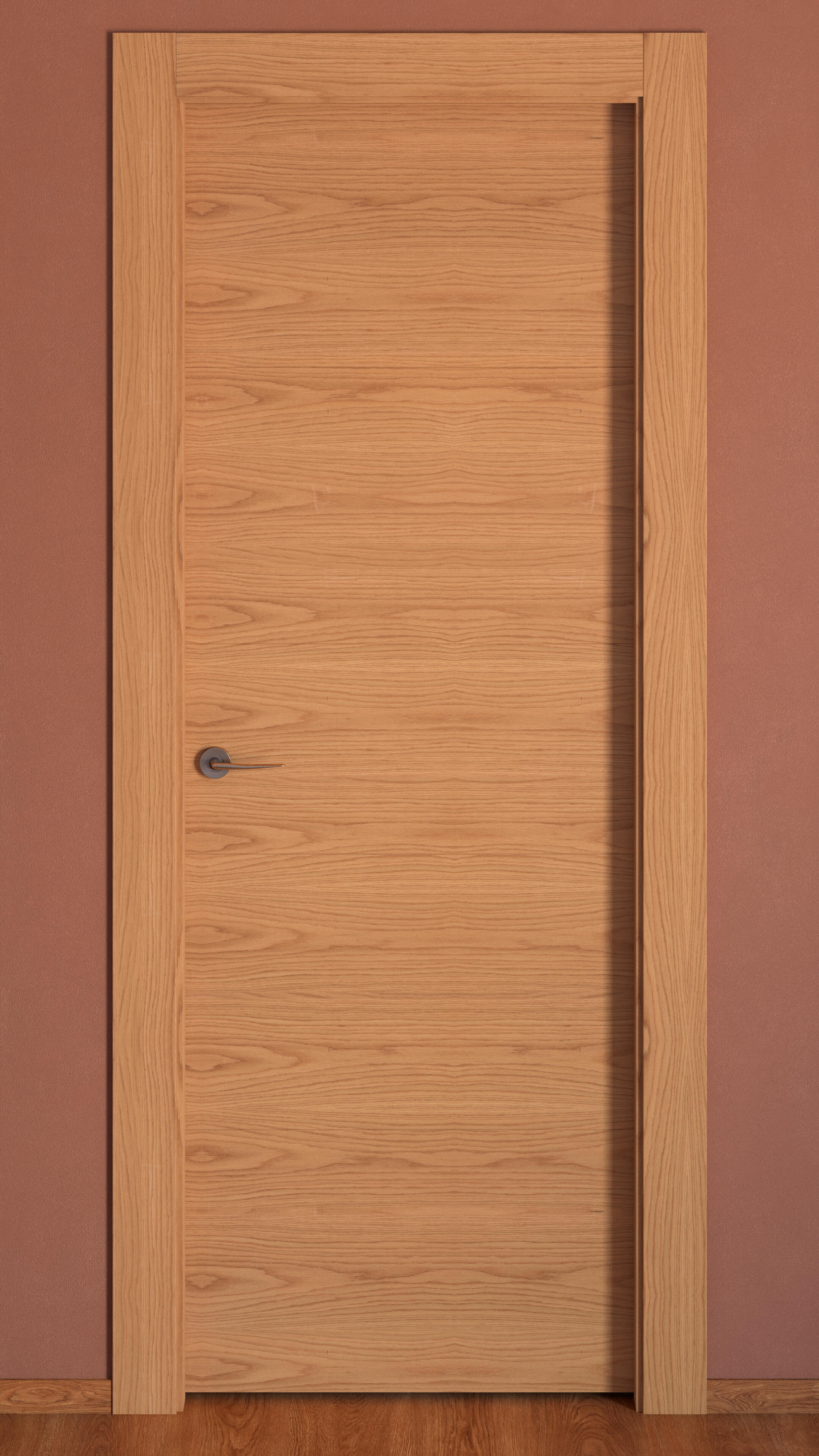 Puerta de interior abatible ciega maciza barnizada Line Plus Viena roble apertura derecha cerco de 9x3 anchura 82.5cm - 3