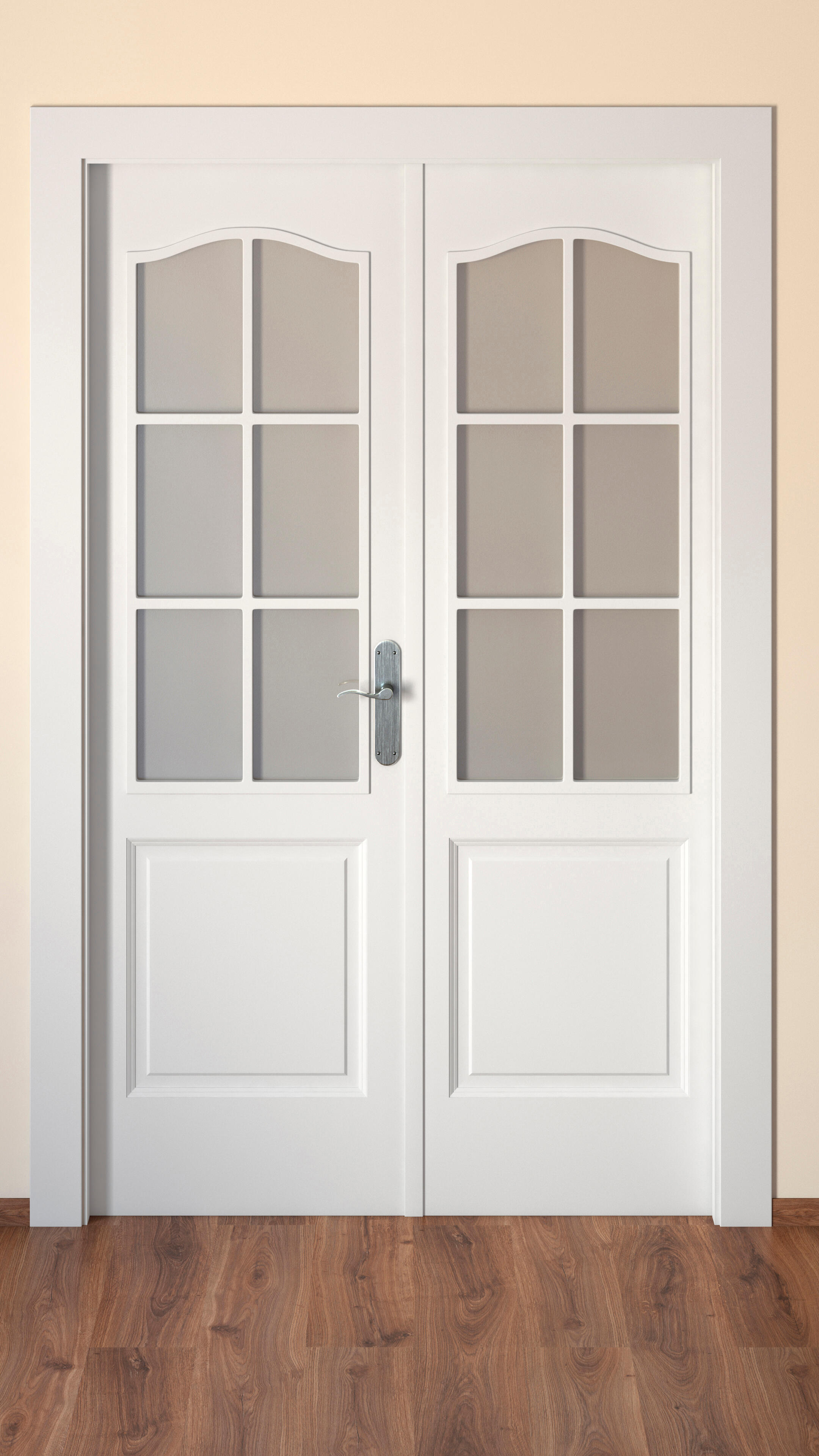 Puerta de interior abatible doble con cristal hueca lacada Aero Praga blanco apertura izquierda cerco de 11x3 anchura 145cm - 3