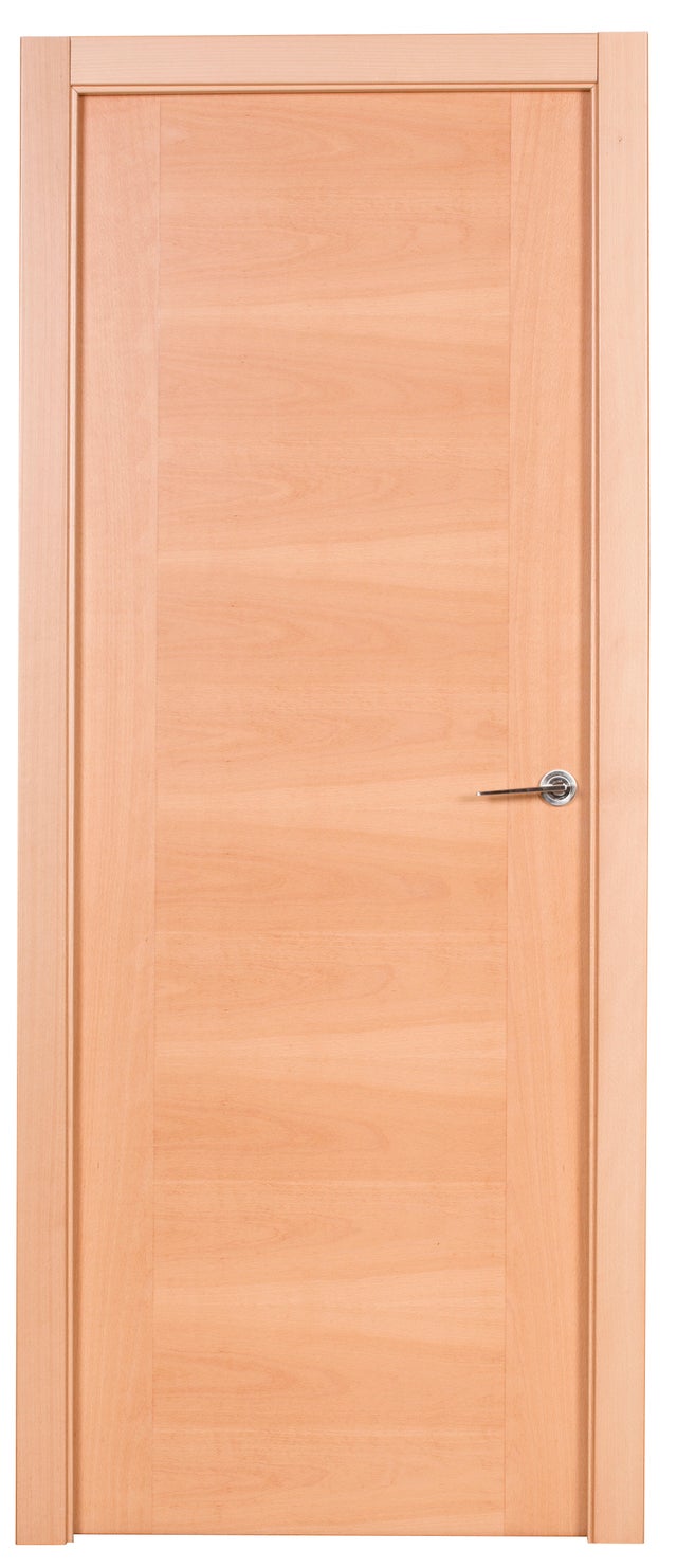 Puerta de interior abatible ciega maciza barnizada Line Plus Niza haya apertura izquierda cerco de 6x2 anchura 72.5cm