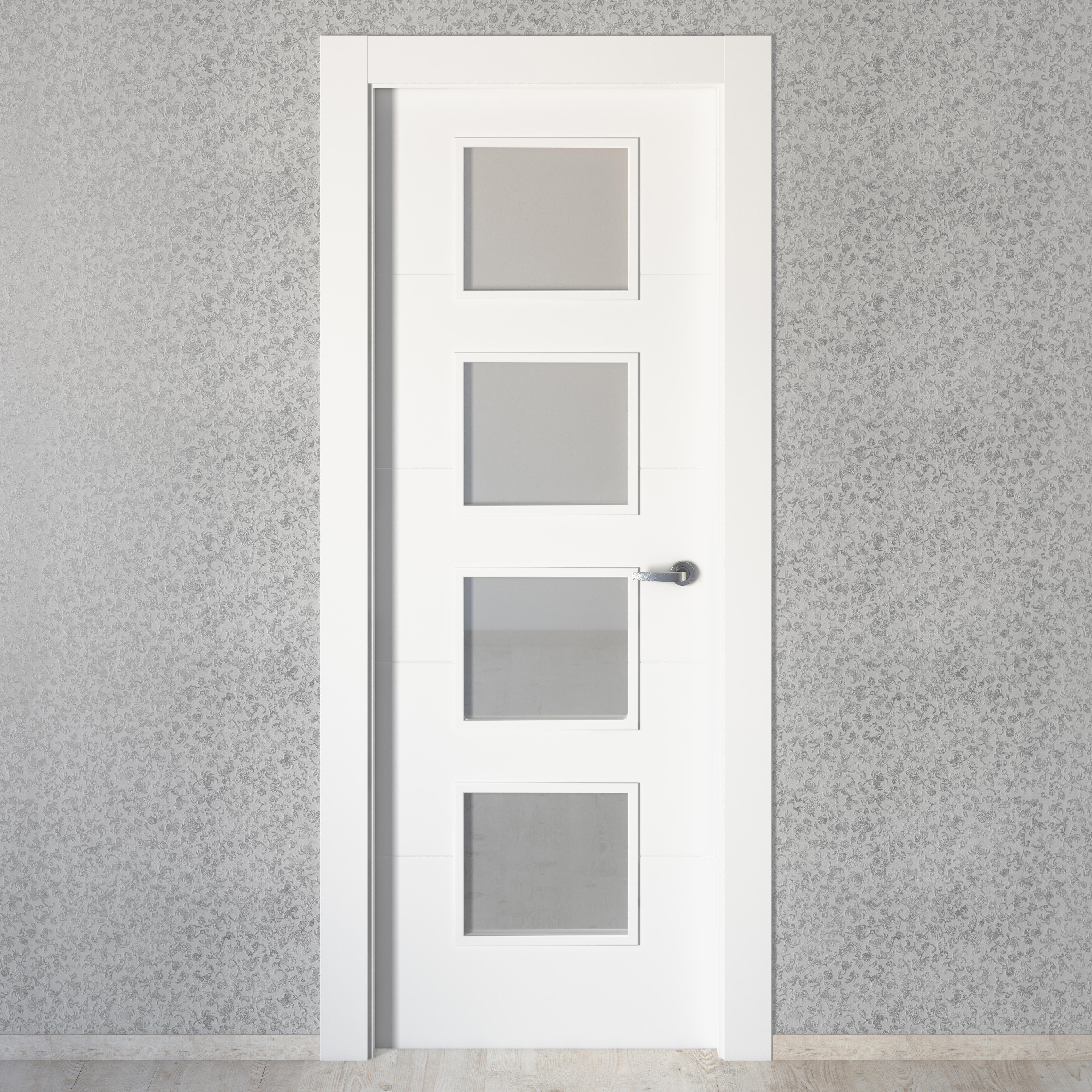 Puerta de interior abatible vidriera con cristal incluido maciza acabado lacado Line Plus Lucerna Blanco apertura izquierda cerco de 9x3 anchura 72.5 cm - 6