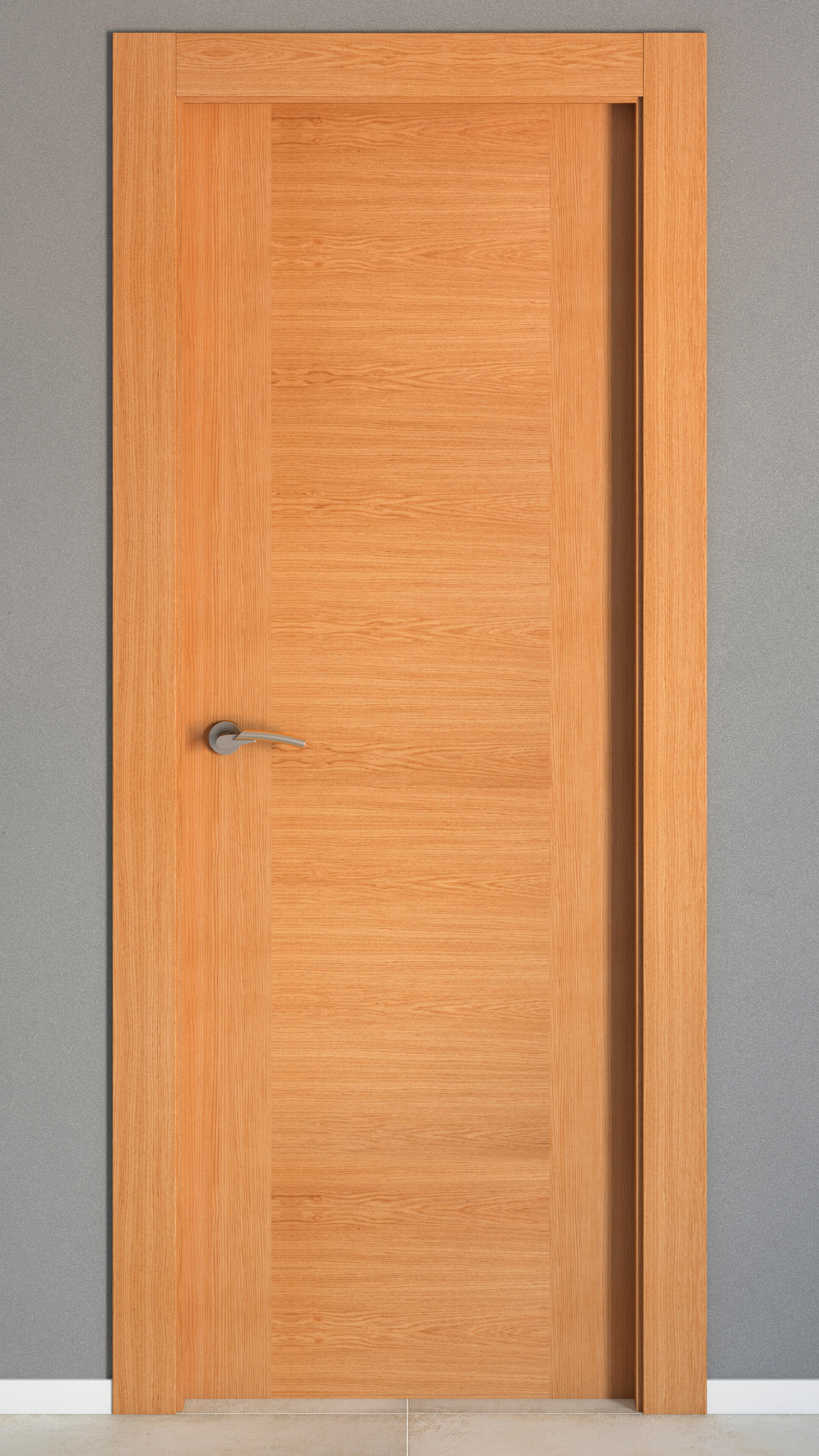 Puerta de interior abatible ciega maciza barnizada Line Plus Niza roble apertura derecha cerco de 9x3 anchura 82.5cm - 3