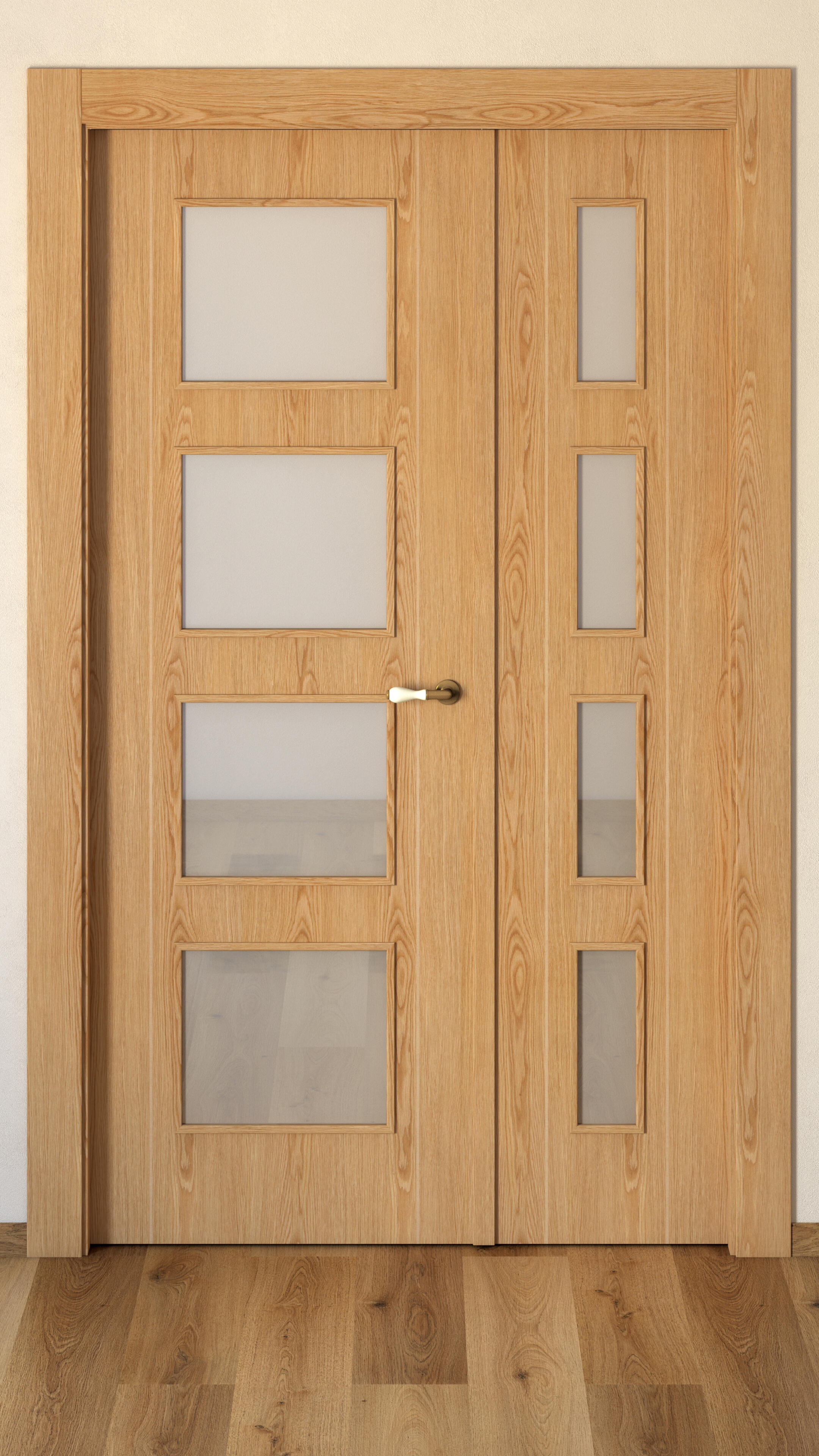 Puerta de interior abatible con fijo cristal maciza barnizada Line Plus Sidney roble apertura izquierda cerco de 6x2 anchura 115cm - 2
