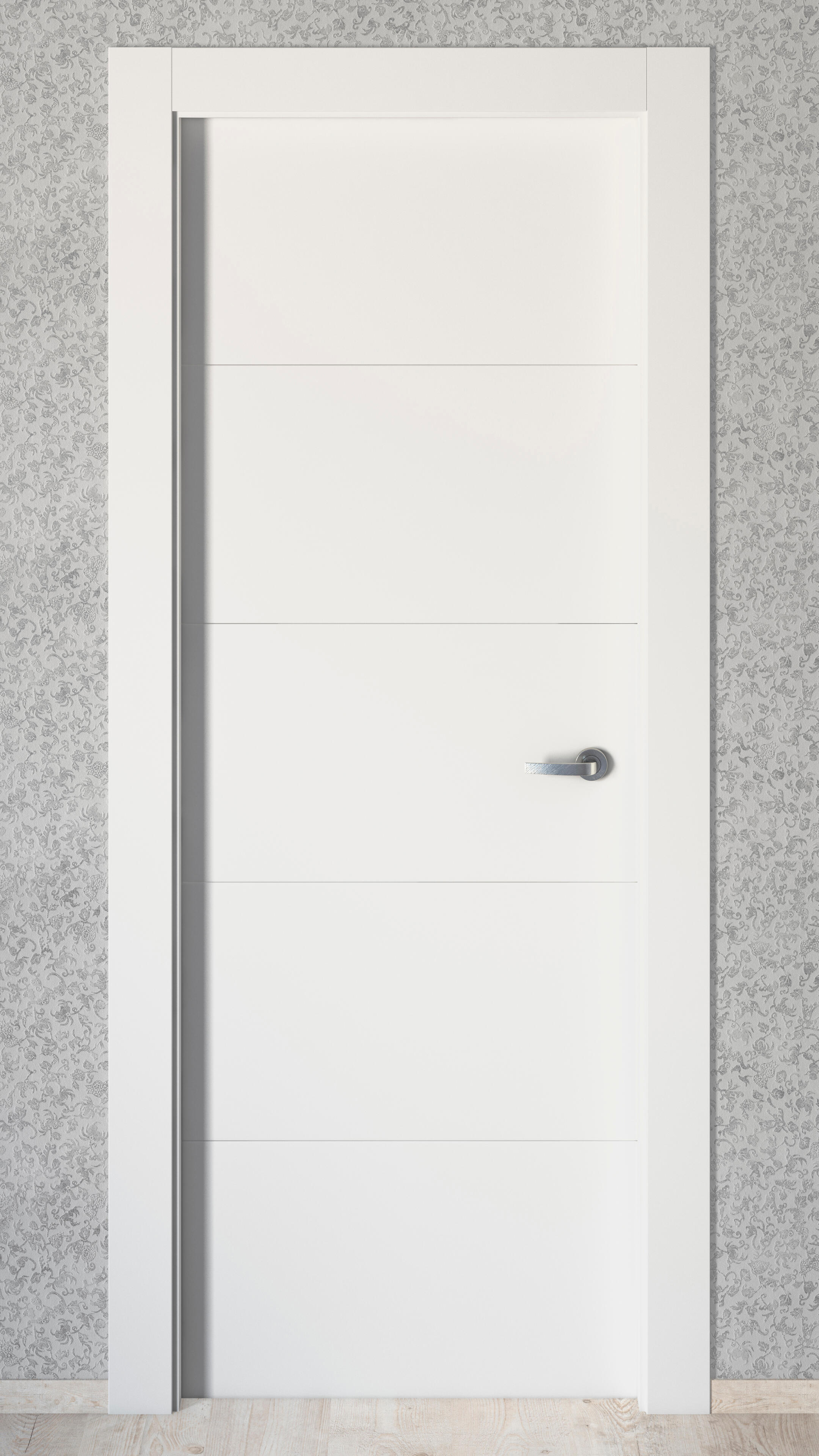 Puerta de interior abatible ciega maciza lacada Line Plus Lucerna blanco apertura izquierda cerco de 9x3 anchura 72.5cm - 7