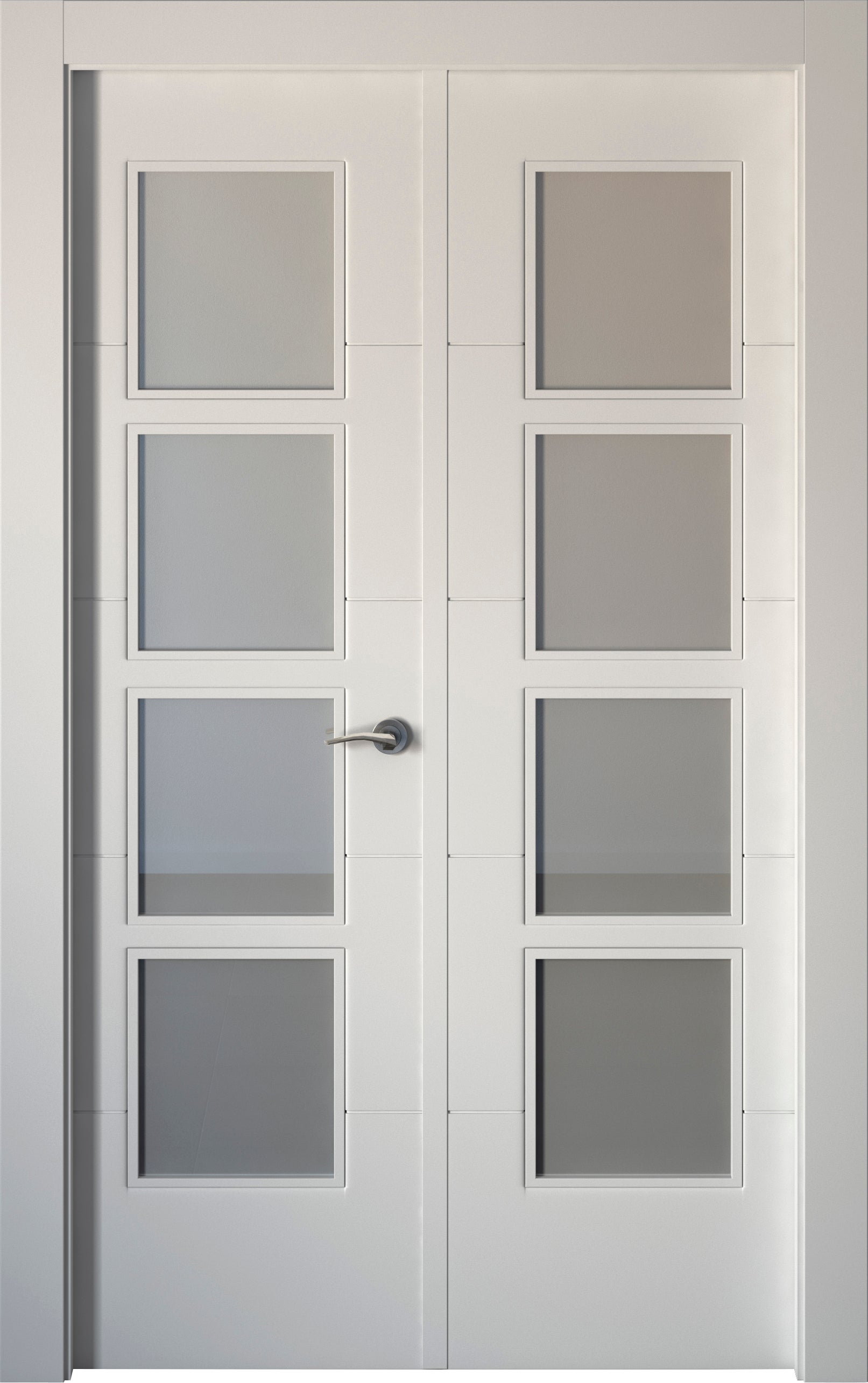 Puerta de interior abatible doble vidriera con fijo con cristal incluido estructura hueca acabado lacado serie aero holanda blanco apertura izquierda cerco de 90 x 30 anchura 105 cm