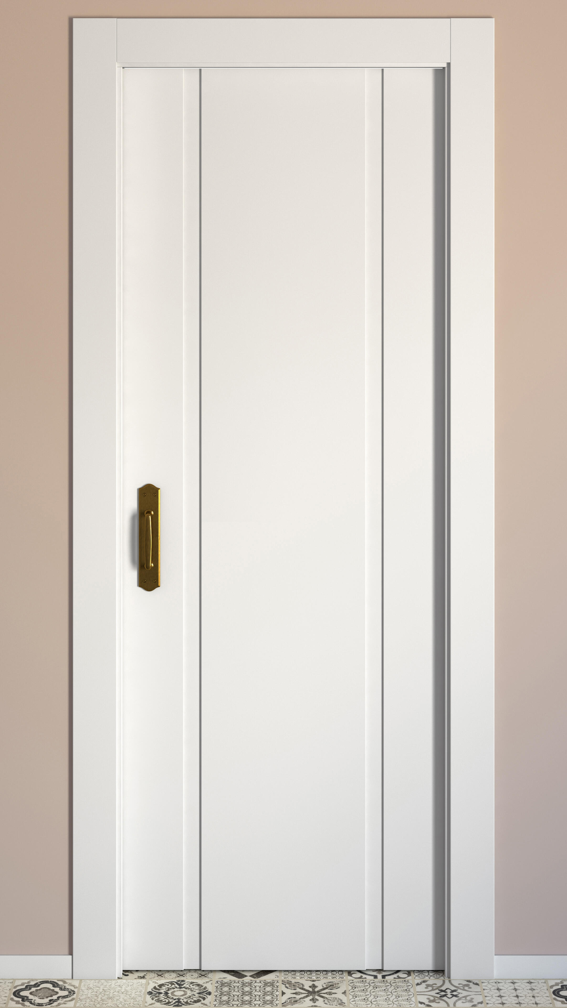 Puerta de interior corredera ciega maciza lacada Line Plus Turquia blanco anchura 82,5cm - 4