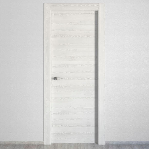 Puerta de interior abatible ciega maciza melamina Line Oslo blanco veteado apertura derecha cerco de 7x3 anchura 82.5cm - 4