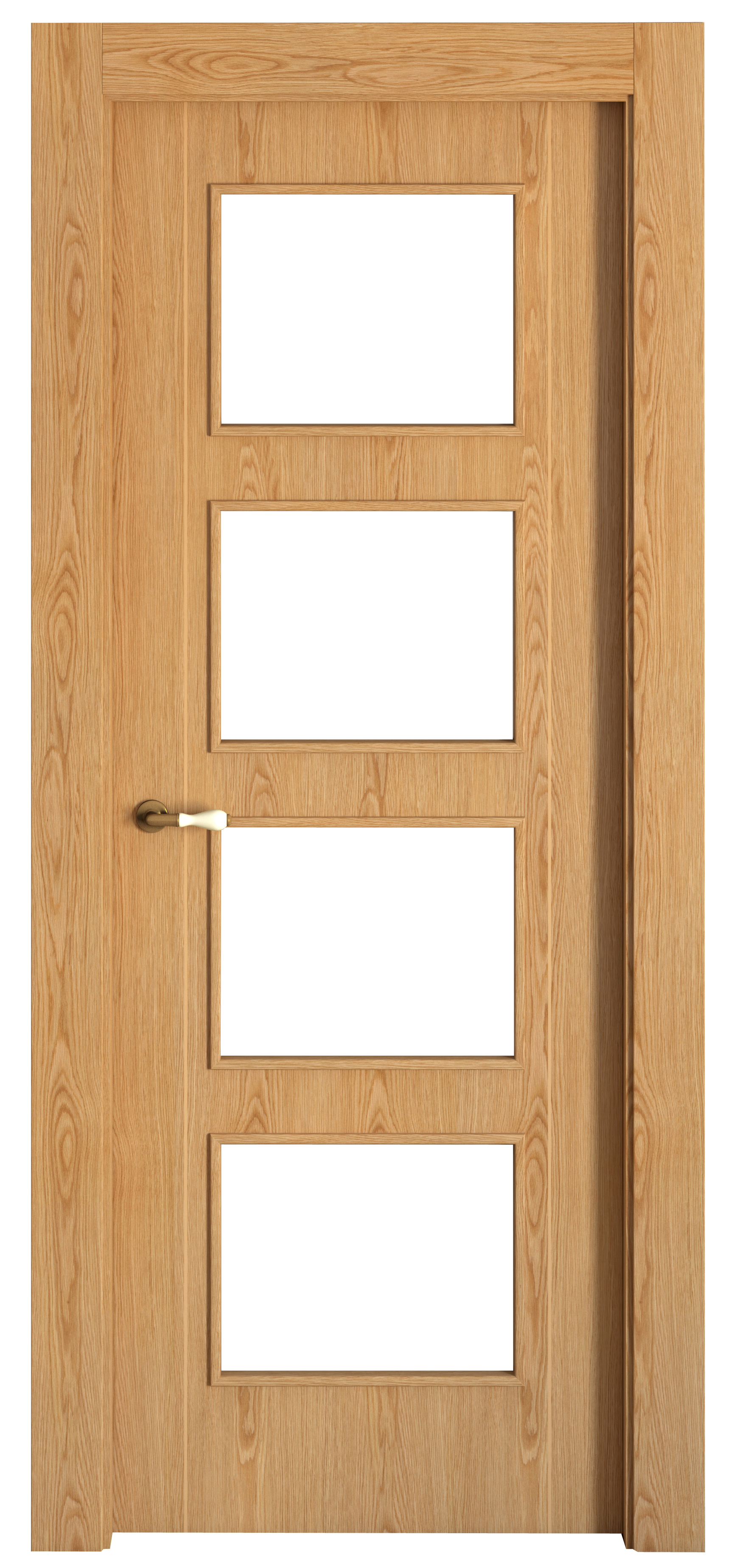 Puerta de interior abatible vidriera con cristal incluido estructura maciza acabado barnizado serie line plus sidney roble apertura derecha cerco de 70 x 30 anchura 62.5 cm