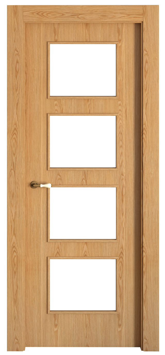 Puerta de interior abatible con cristal maciza barnizada Line Plus Sidney roble apertura derecha cerco de 7x2 anchura 82.5cm