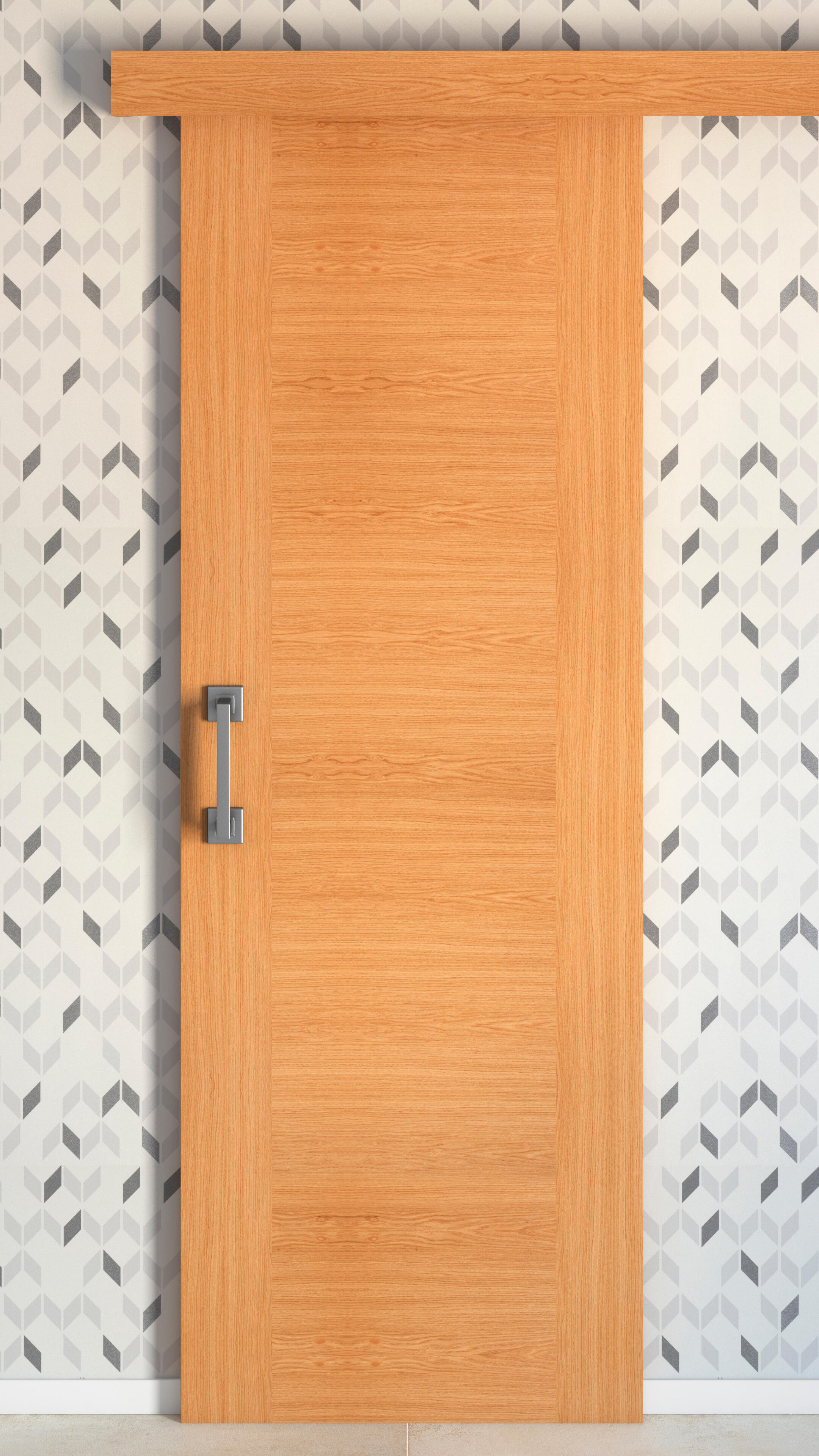 Puerta de interior corredera ciega maciza barnizada Line Plus Niza roblle con uñero anchura 72,5cm - 5
