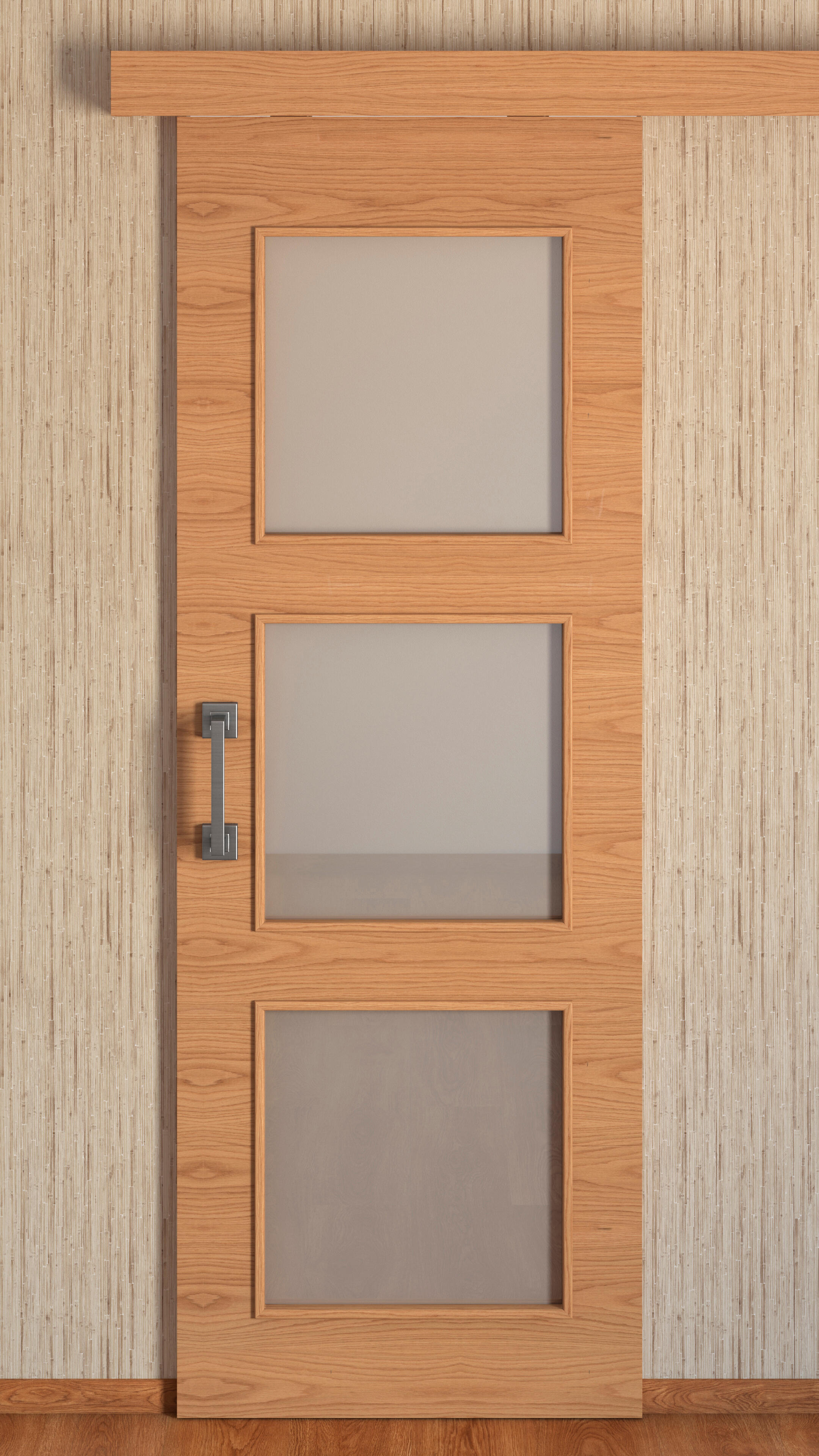 Puerta de interior corredera con cristal maciza barnizada Line Plus Viena roble con uñero anchura 82,5cm - 4