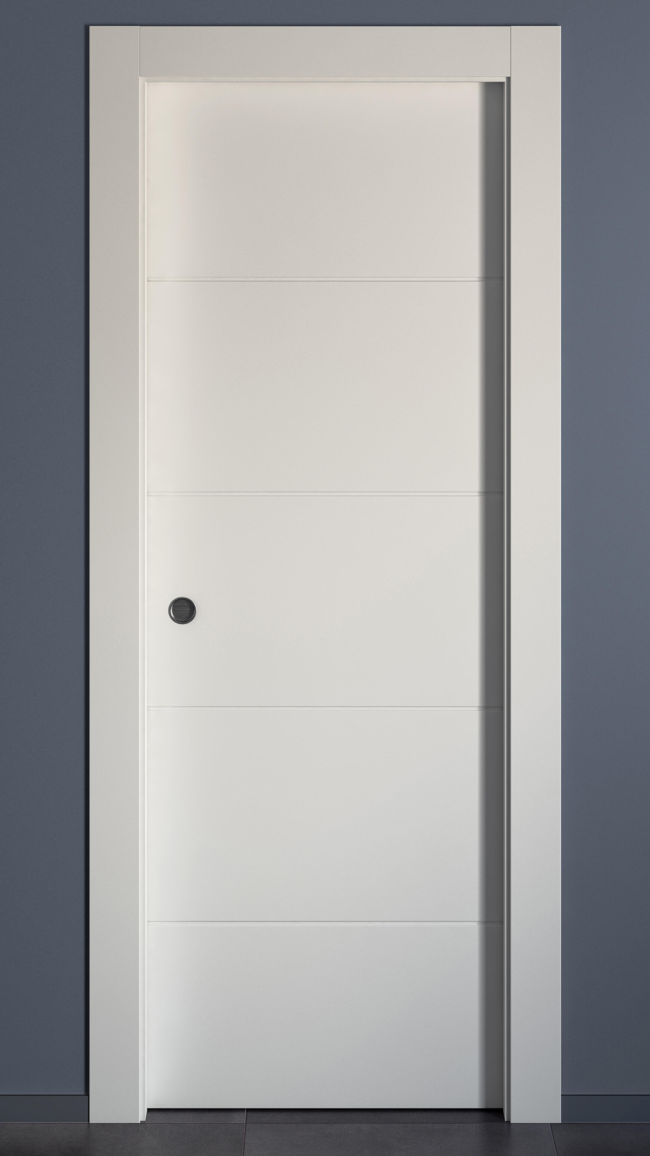 Puerta de interior corredera ciega hueca lacada Aero Holanda blanco anchura 82,5cm - 5