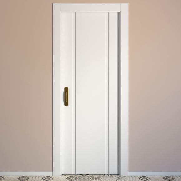Puerta de interior corredera ciega maciza lacada Line Plus Turquia blanco anchura 82,5cm - 2