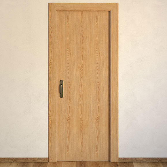 Puerta de interior corredera ciega maciza Line Plus Sidney roble acabado barnizado con uñero anchura 72,5cm - 4