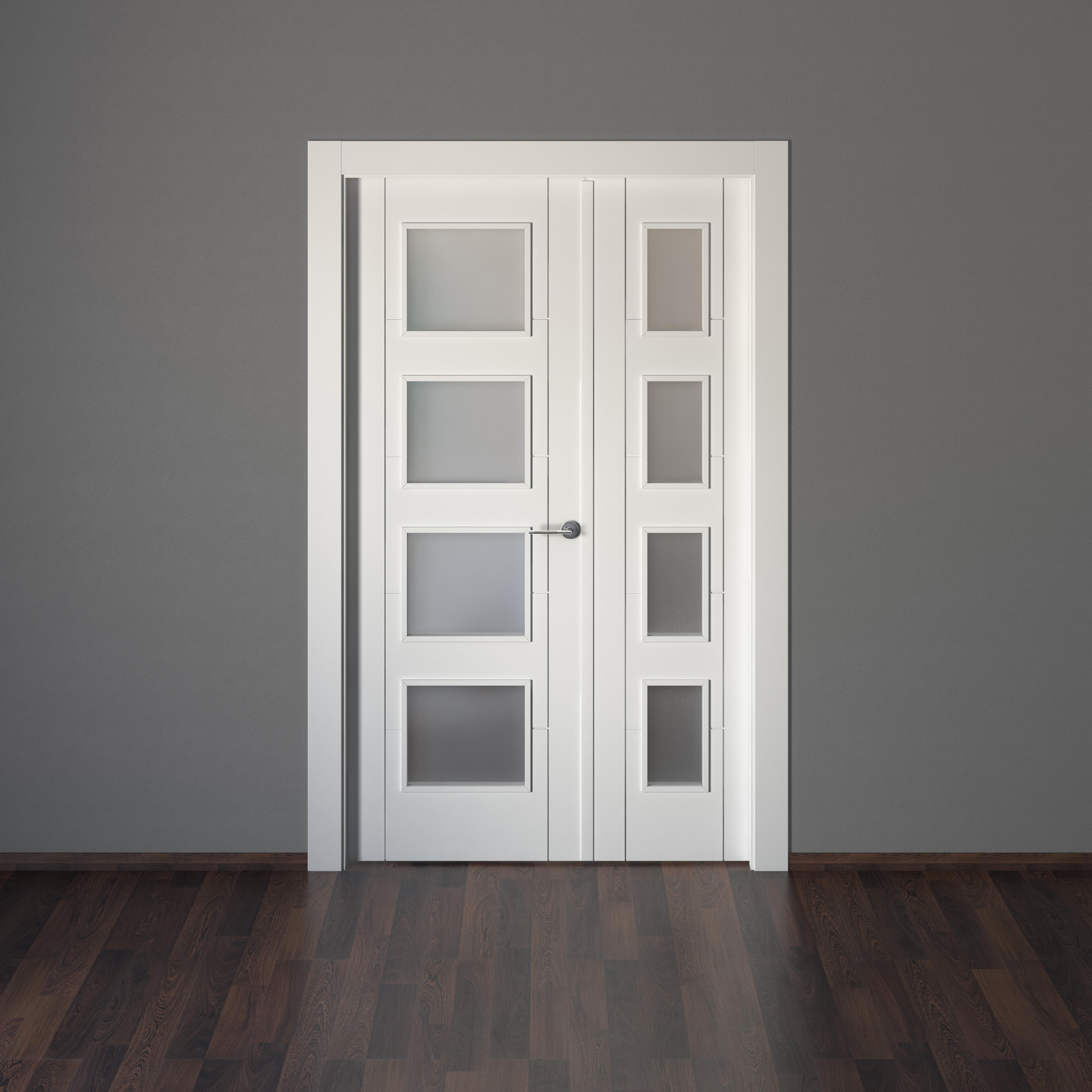 Puerta de interior abatible con fijo cristal maciza lacada Line Plus Noruega blanco apertura izquierda cerco de 9x3 anchura 115cm - 5