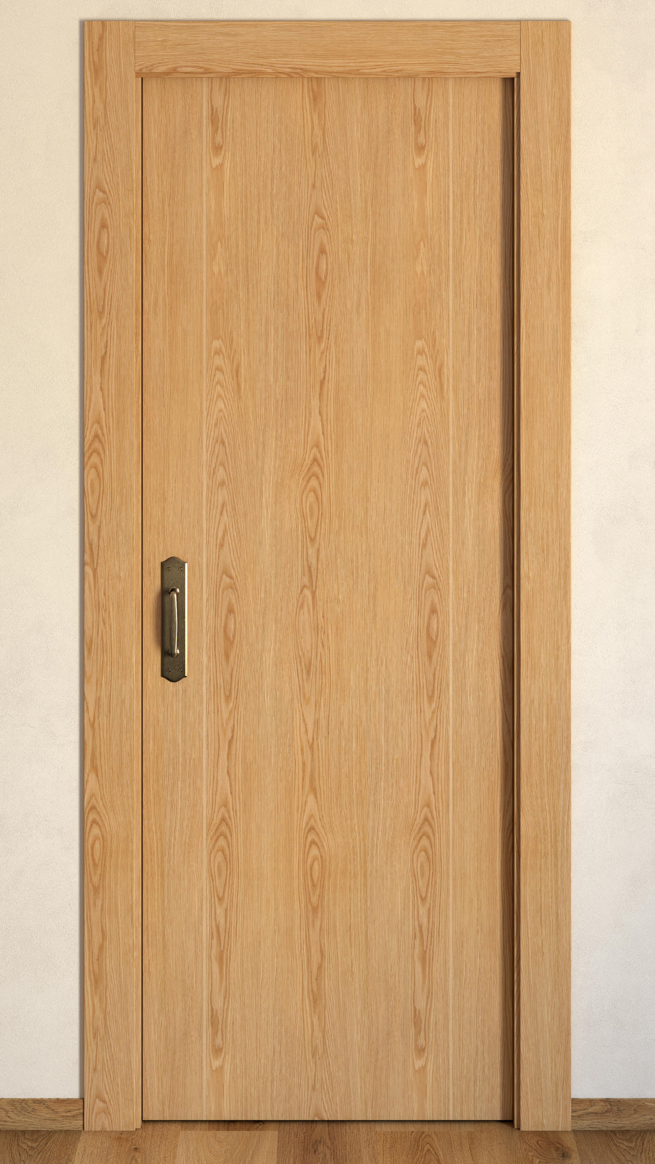 Puerta de interior corredera ciega maciza Line Plus Sidney roble acabado barnizado con uñero anchura 72,5cm - 2