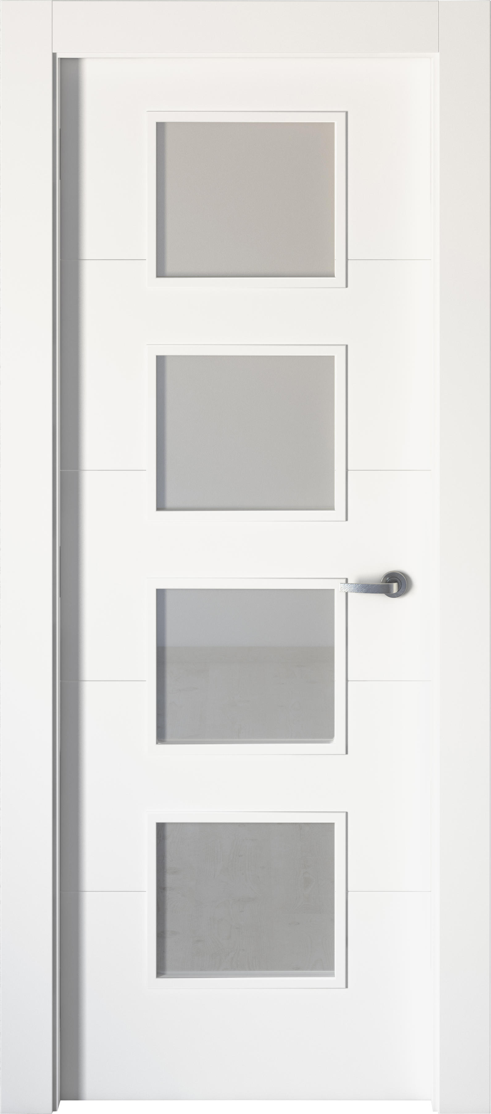 Puerta de interior abatible con cristal maciza lacada Line Plus Lucerna blanco apertura izquierda cerco de 11x3 anchura 72.5cm - 4