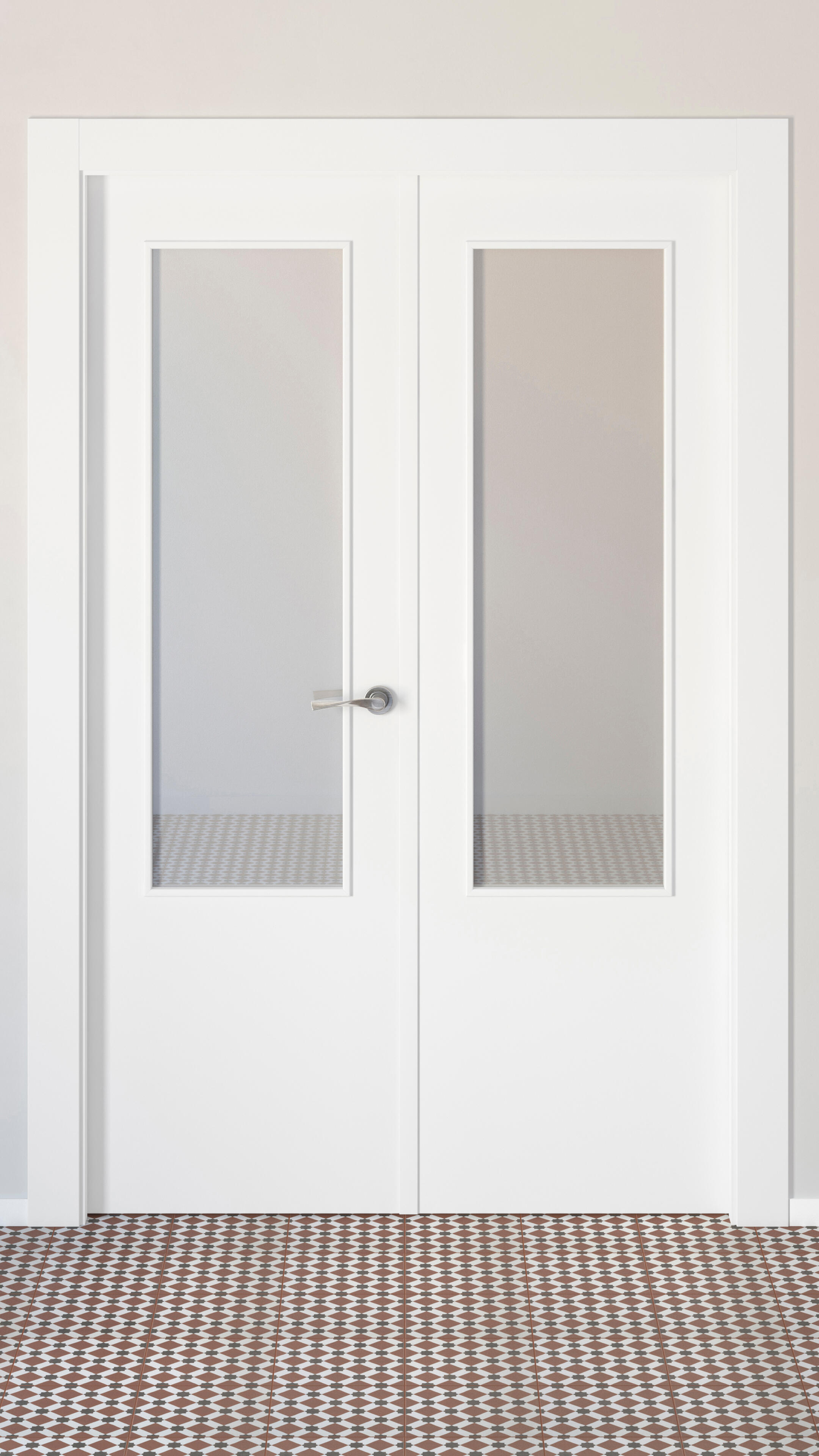 Puerta de interior abatible doble con cristal hueca lacada Aero Lyon blanco apertura izquierda cerco de 9x3 anchura 145cm - 5