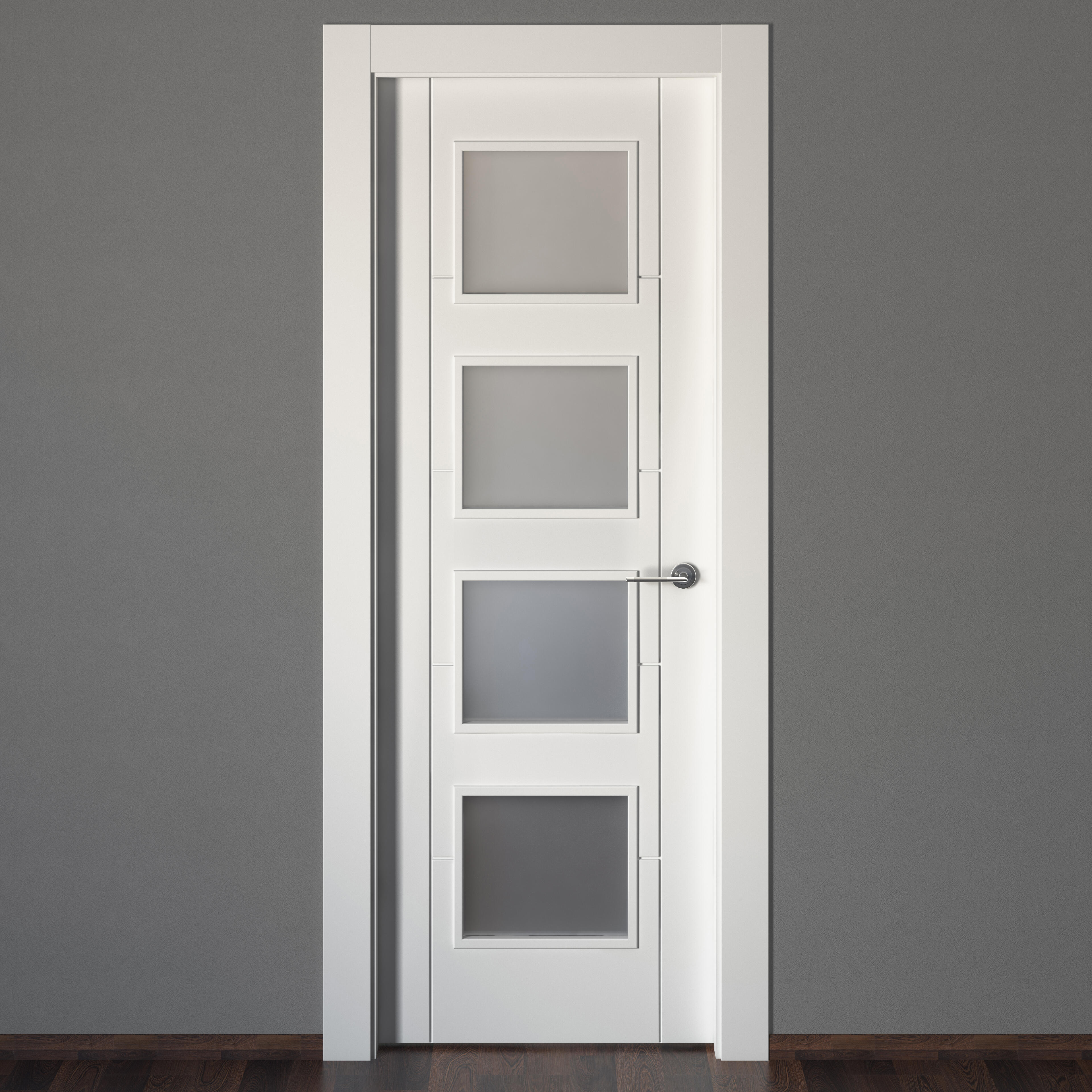 Puerta de interior abatible vidriera con cristal incluido maciza acabado lacado Line Plus Noruega Blanco apertura izquierda cerco de 9x3 anchura 72.5 cm - 5