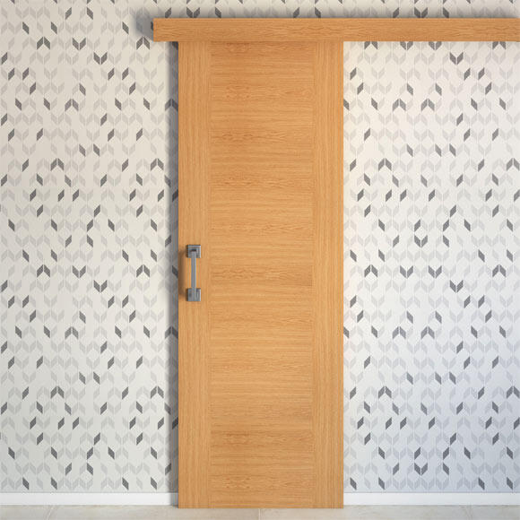 Puerta de interior corredera ciega maciza barnizada Line Plus Niza roblle con uñero anchura 72,5cm - 2
