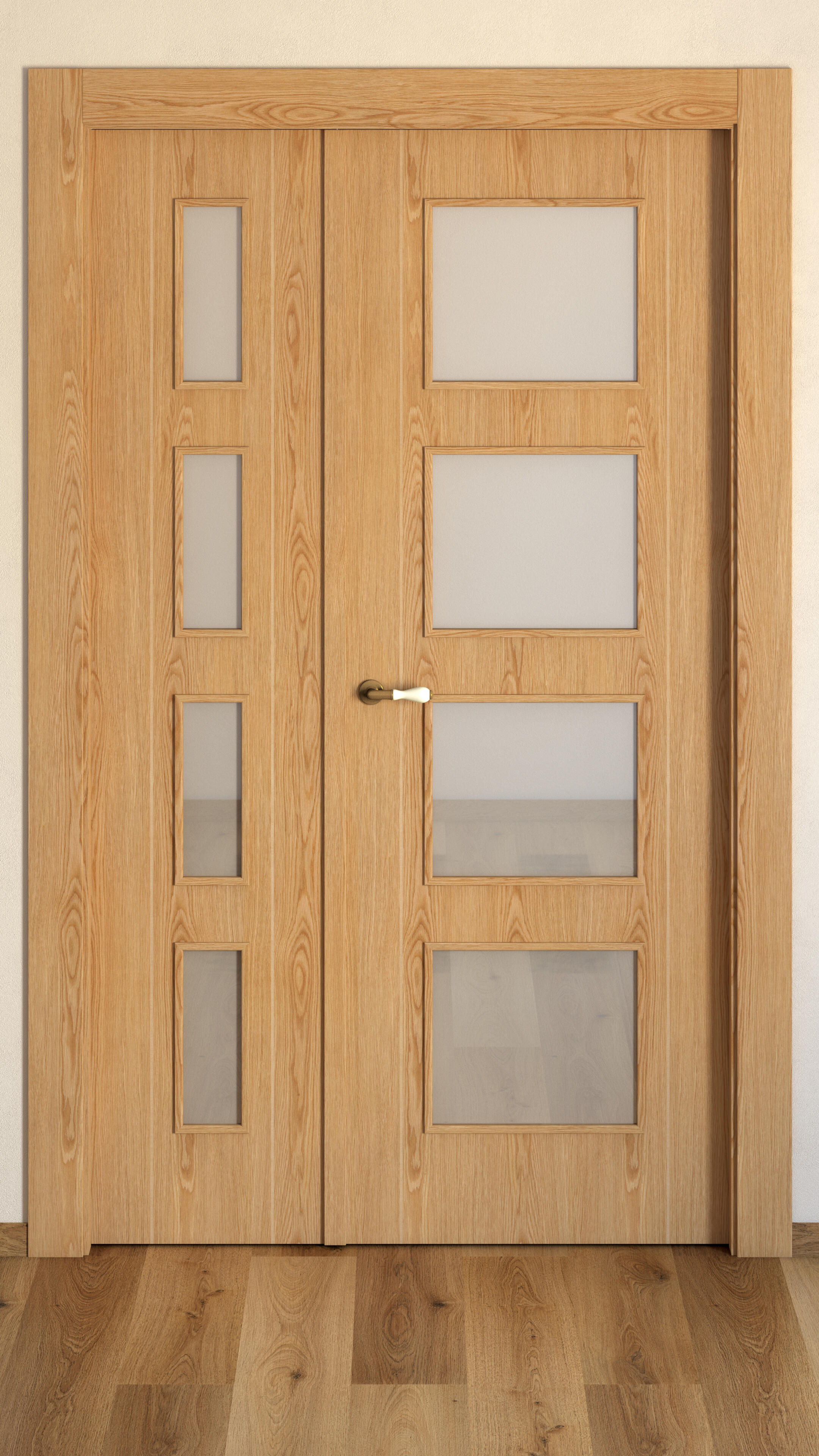 Puerta de interior abatible con fijo cristal maciza barnizada Line Plus Sidney roble apertura derecha cerco de 7x3 anchura 125cm - 4