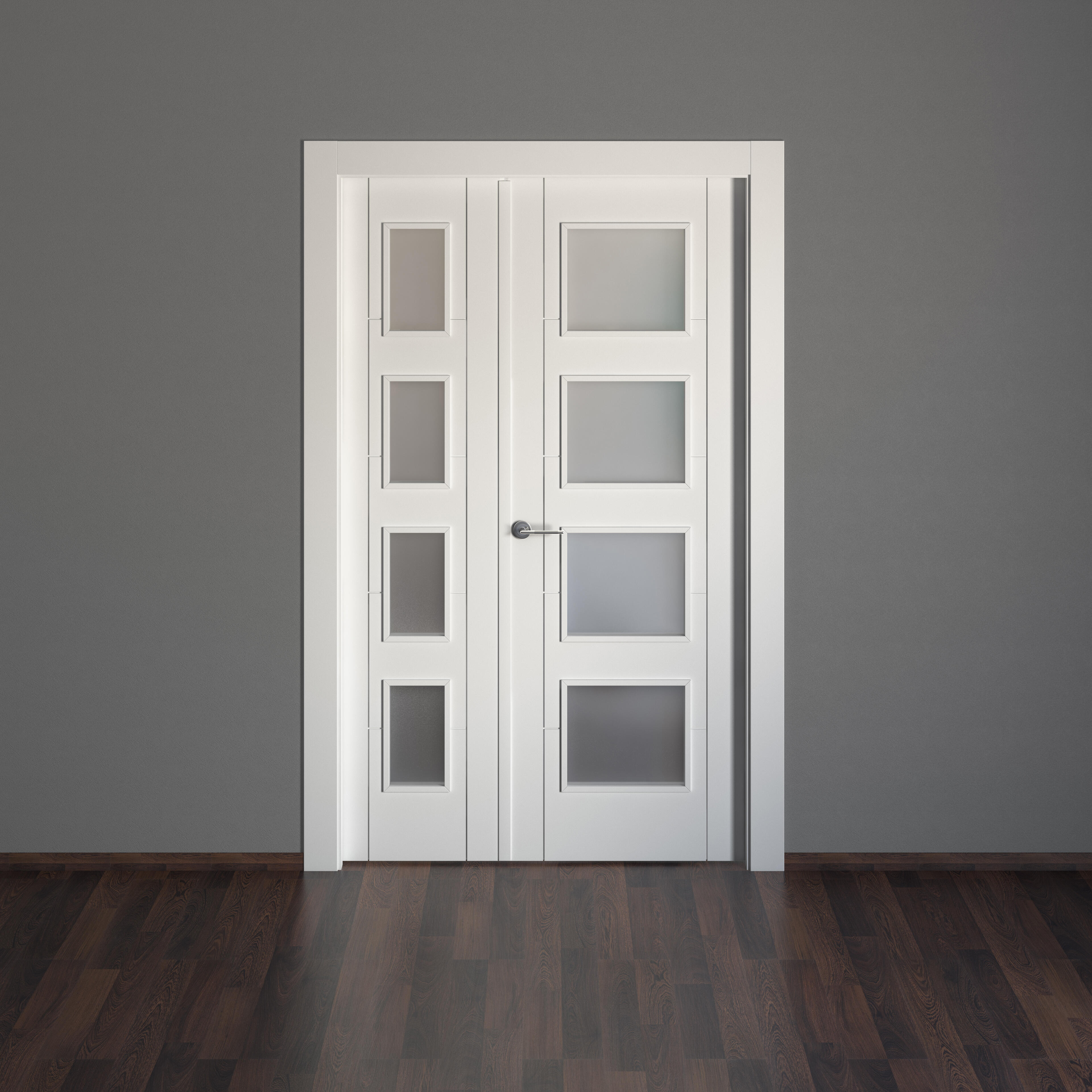 Puerta de interior abatible con fijo cristal maciza lacada Line Noruega blanco apertura derecha cerco de 9x3 anchura 115cm - 3