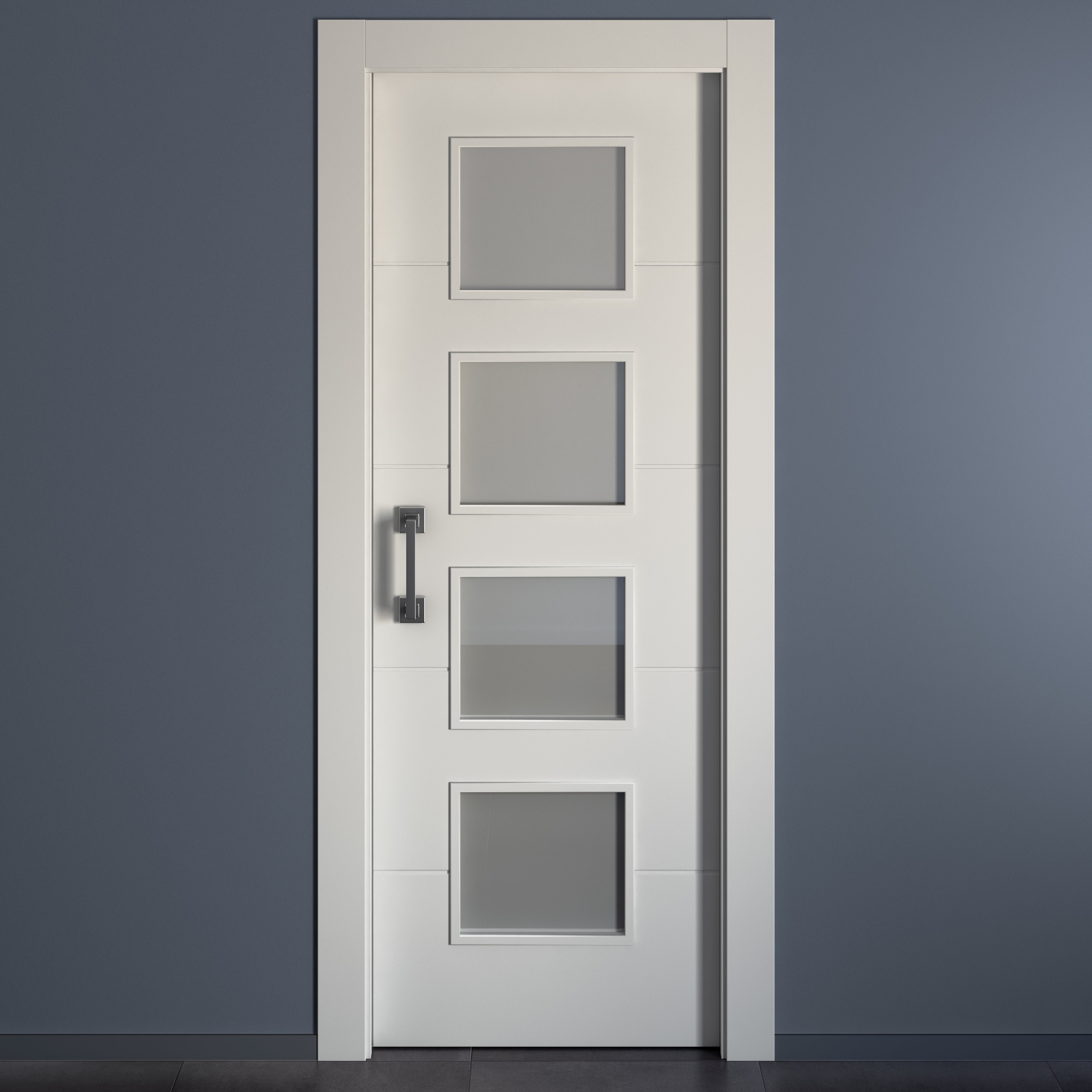 Puerta de interior corredera con cristal hueca lacada Aero Holanda blanco anchura 82,5cm - 3