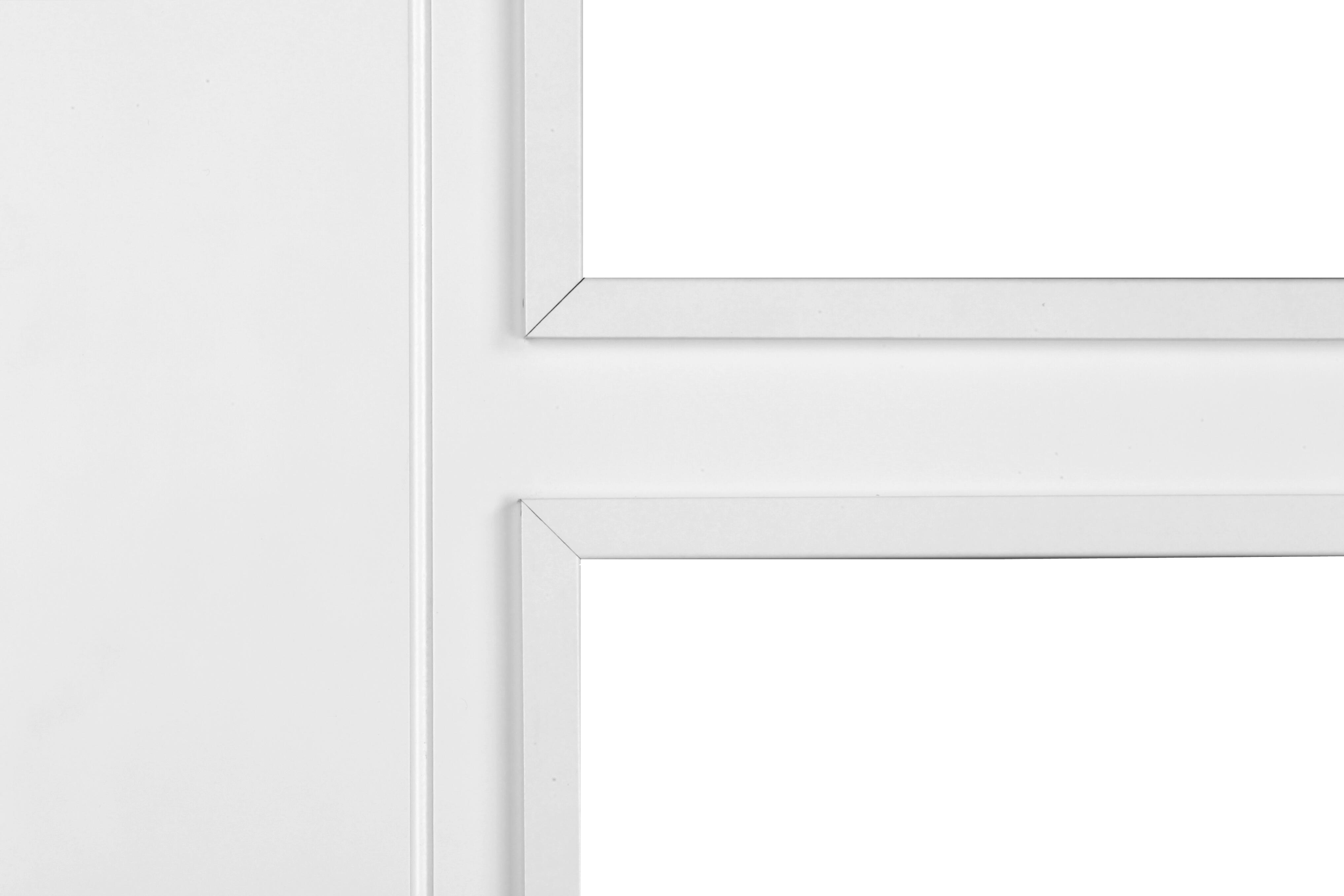 Puerta de interior abatible con fijo cristal maciza lacada Line Noruega blanco apertura derecha cerco de 9x3 anchura 115cm - 6