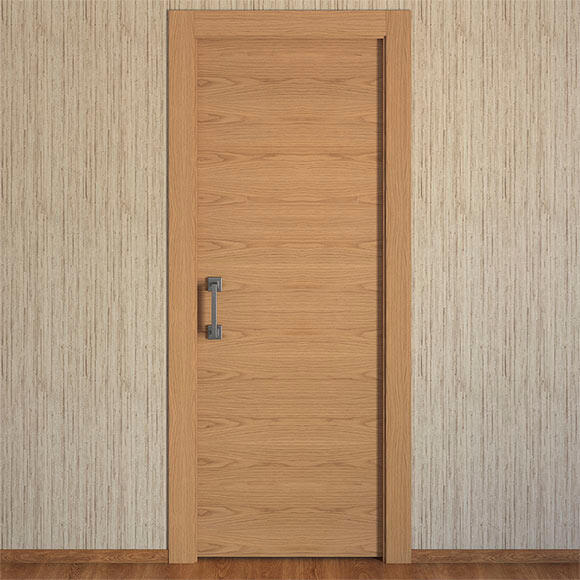 Puerta de interior corredera ciega maciza barnizada Line Plus Viena roble con uñero y condena anchura 72,5cm - 4