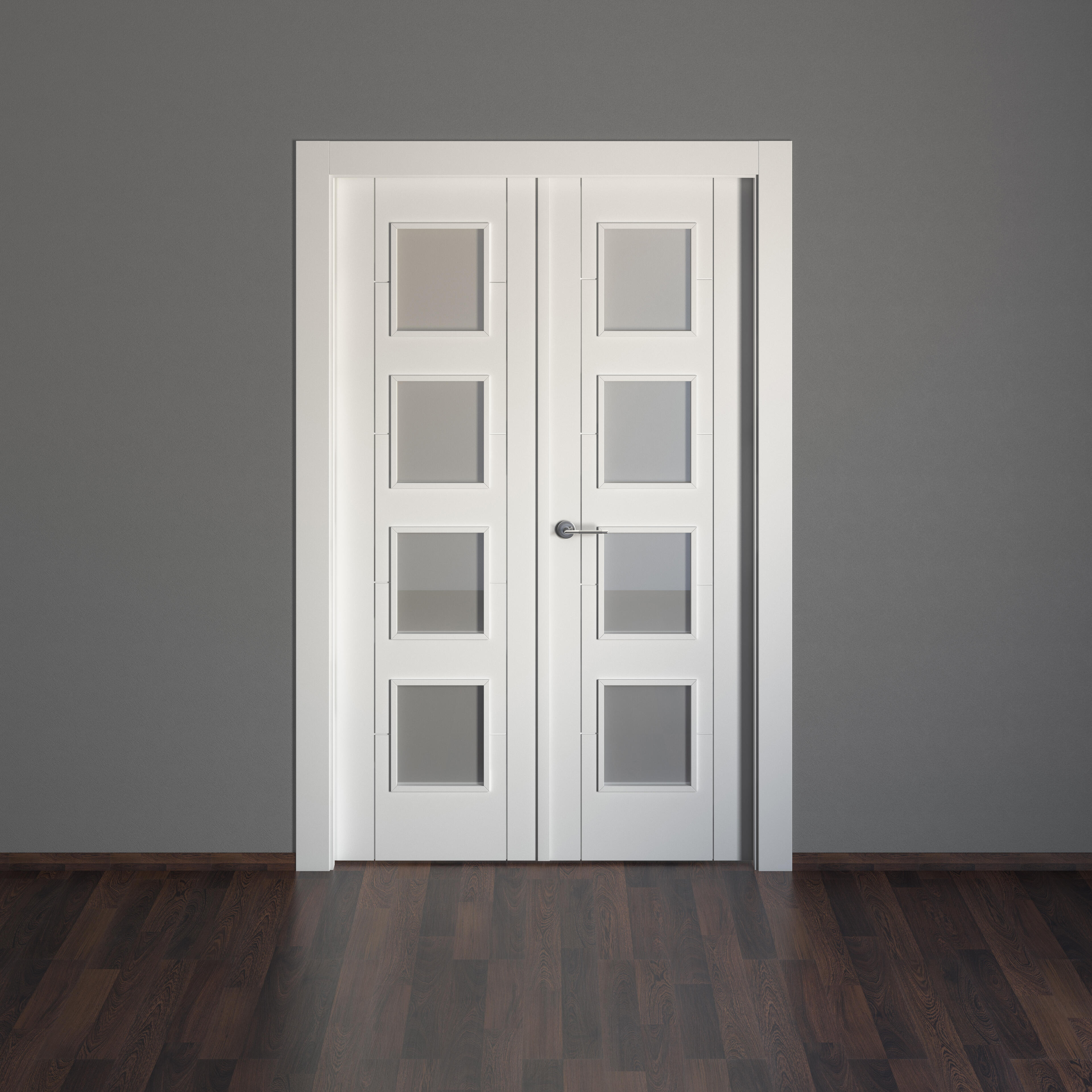 Puerta de interior abatible doble con cristal maciza lacada Line Plus Noruega blanco apertura derecha cerco de 9x3 anchura 125cm - 5