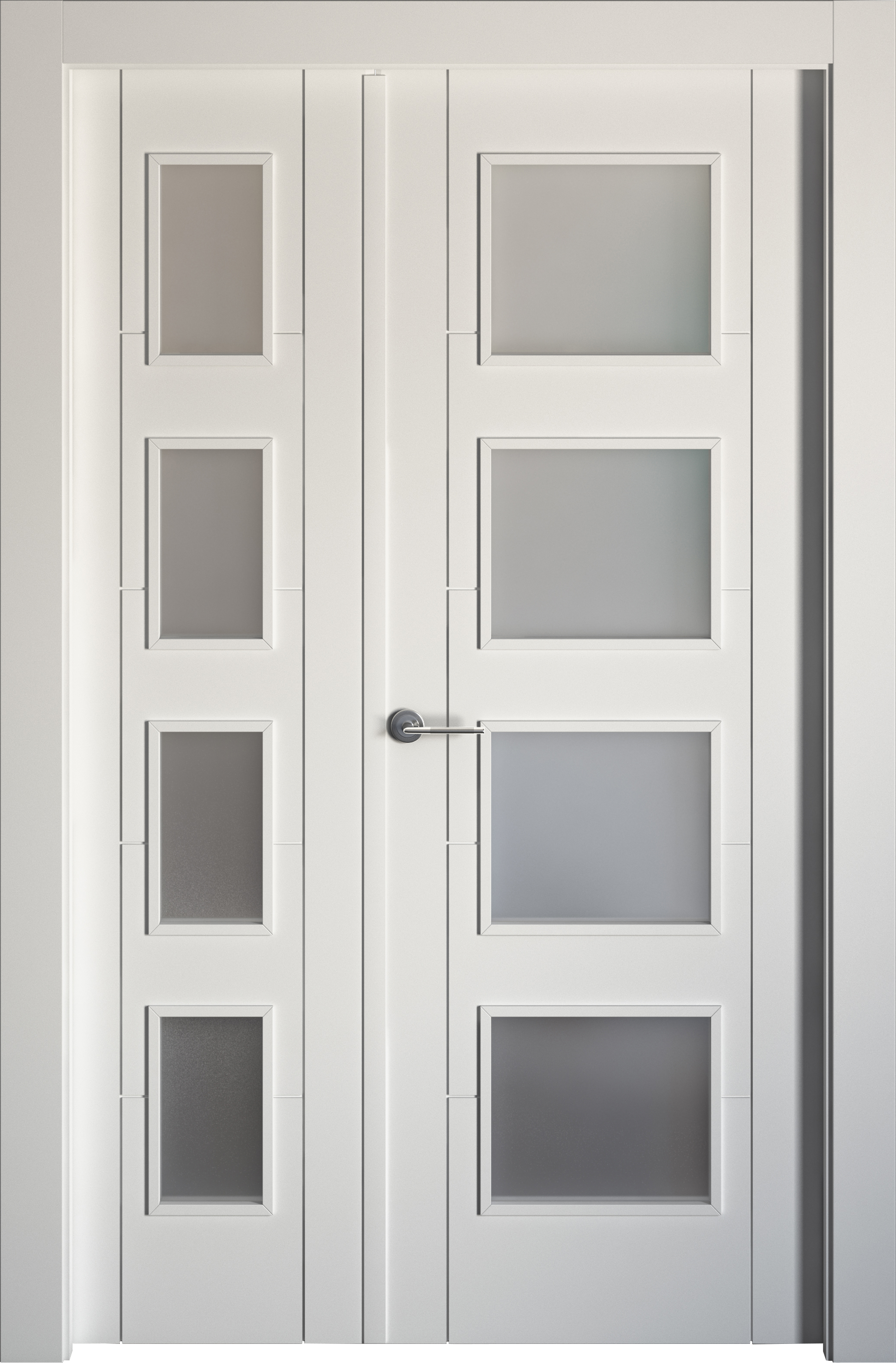 Puerta de interior abatible doble vidriera con fijo con cristal incluido maciza acabado lacado line plus noruega blanco apertura derecha cerco de 7x3 anchura 115 cm