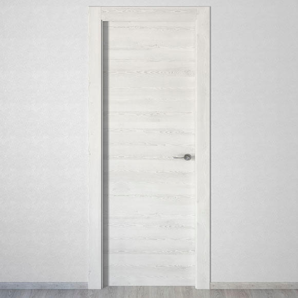 Puerta de interior abatible ciega maciza melamina Line Oslo blanco veteado apertura izquierda cerco de 7x3 anchura 82.5cm - 3