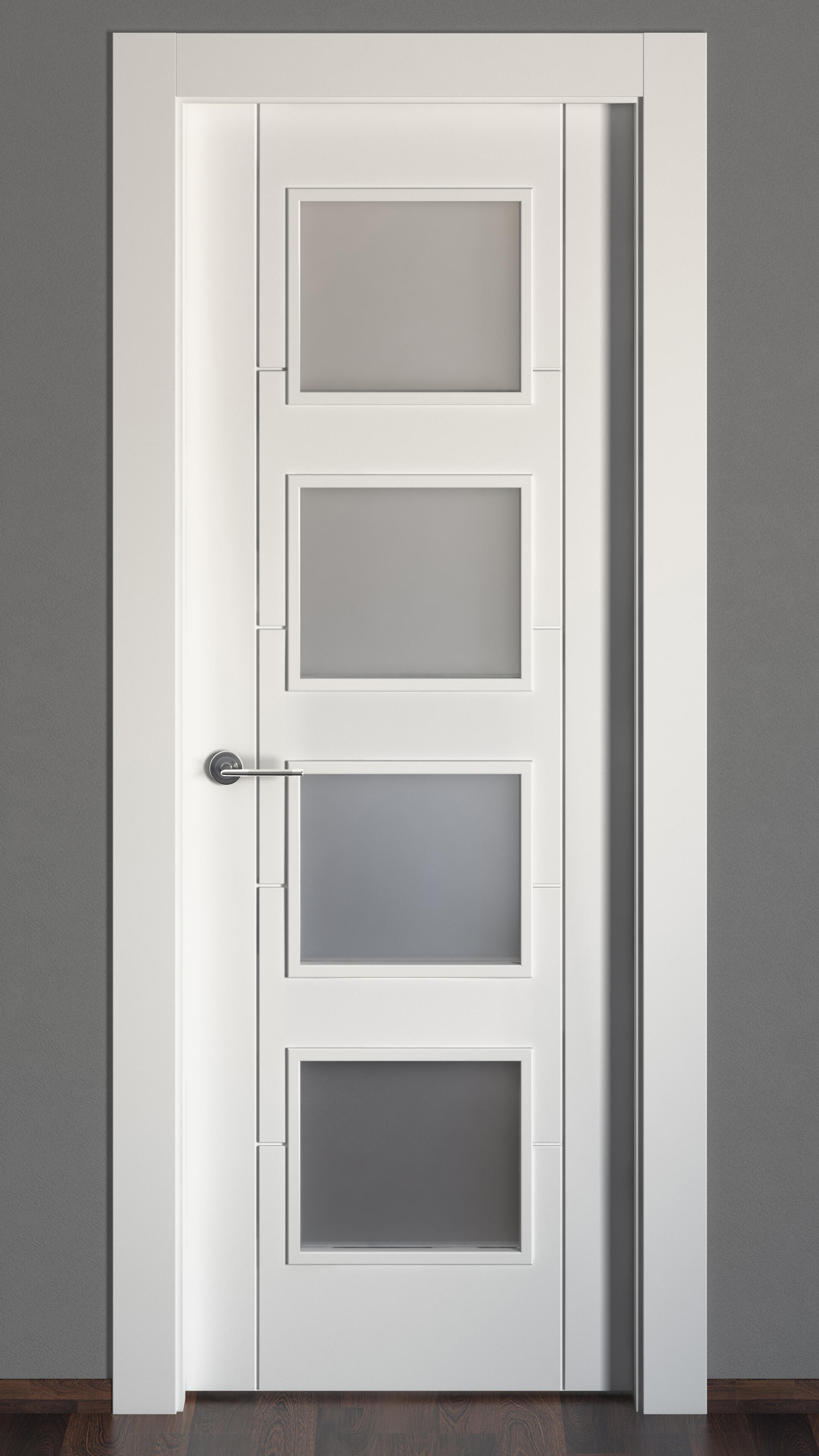 Puerta de interior abatible con cristal maciza lacada Line Plus Noruega blanco apertura derecha cerco de 9x3 anchura 72.5cm - 5