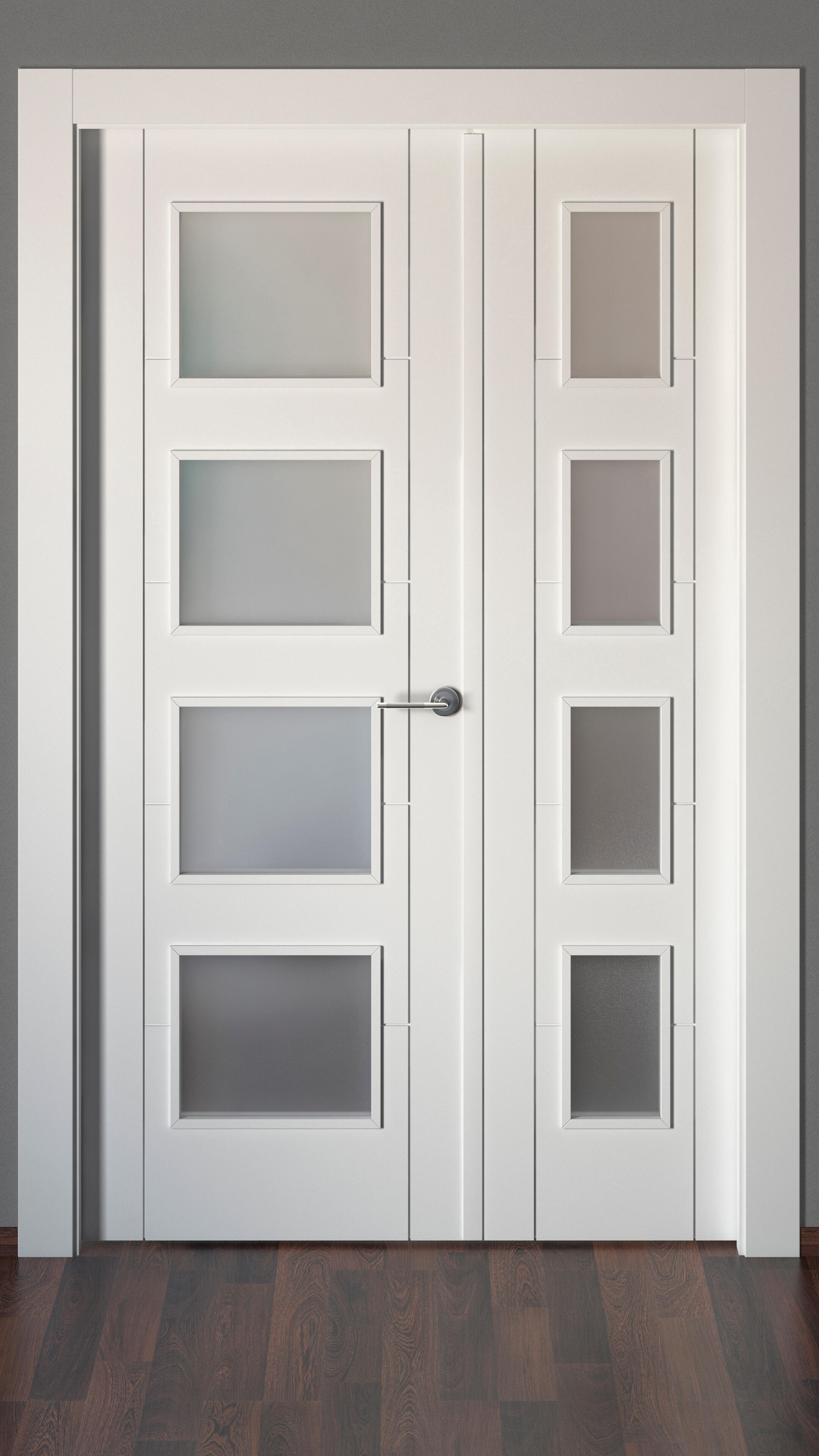 Puerta de interior abatible con fijo cristal maciza lacada Line Plus Noruega blanco apertura izquierda cerco de 9x3 anchura 115cm - 4