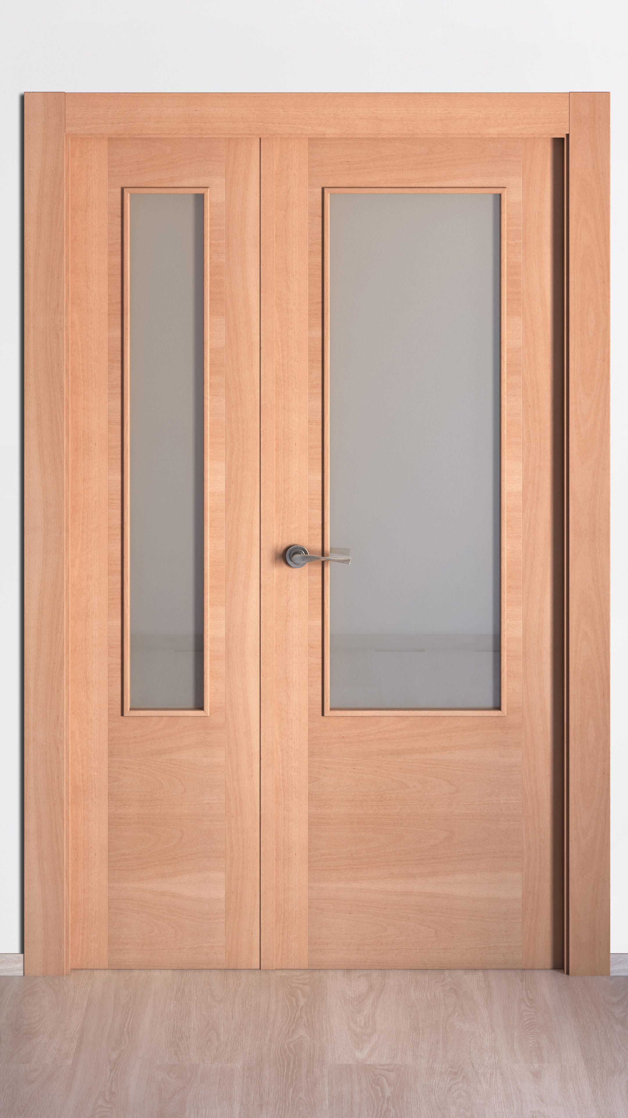 Puerta de interior abatible doble con cristal maciza barnizada Line Plus Niza haya apertura derecha cerco de 7x2 anchura 145cm - 3