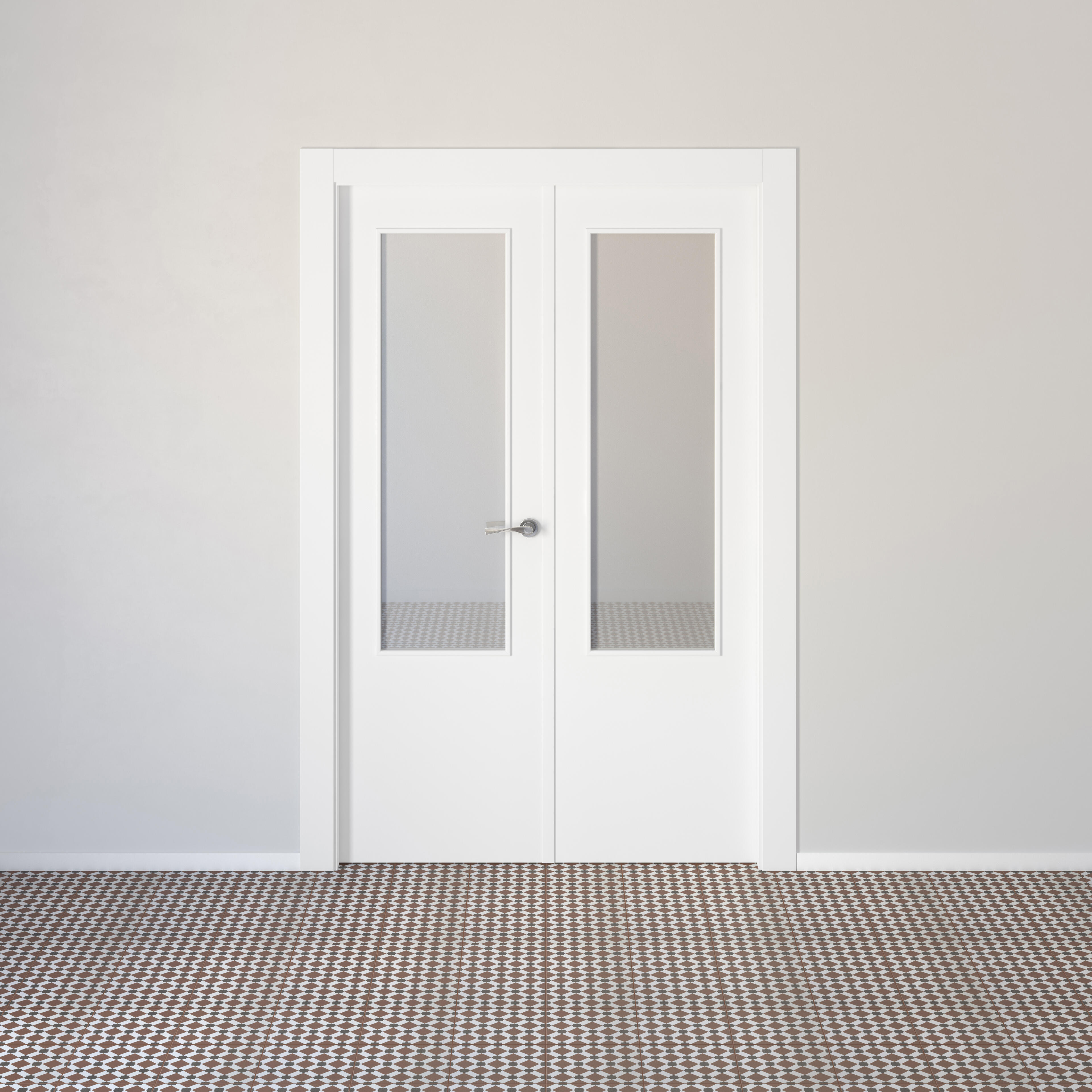 Puerta de interior abatible doble con cristal hueca lacada Aero Lyon blanco apertura izquierda cerco de 9x3 anchura 145cm - 4